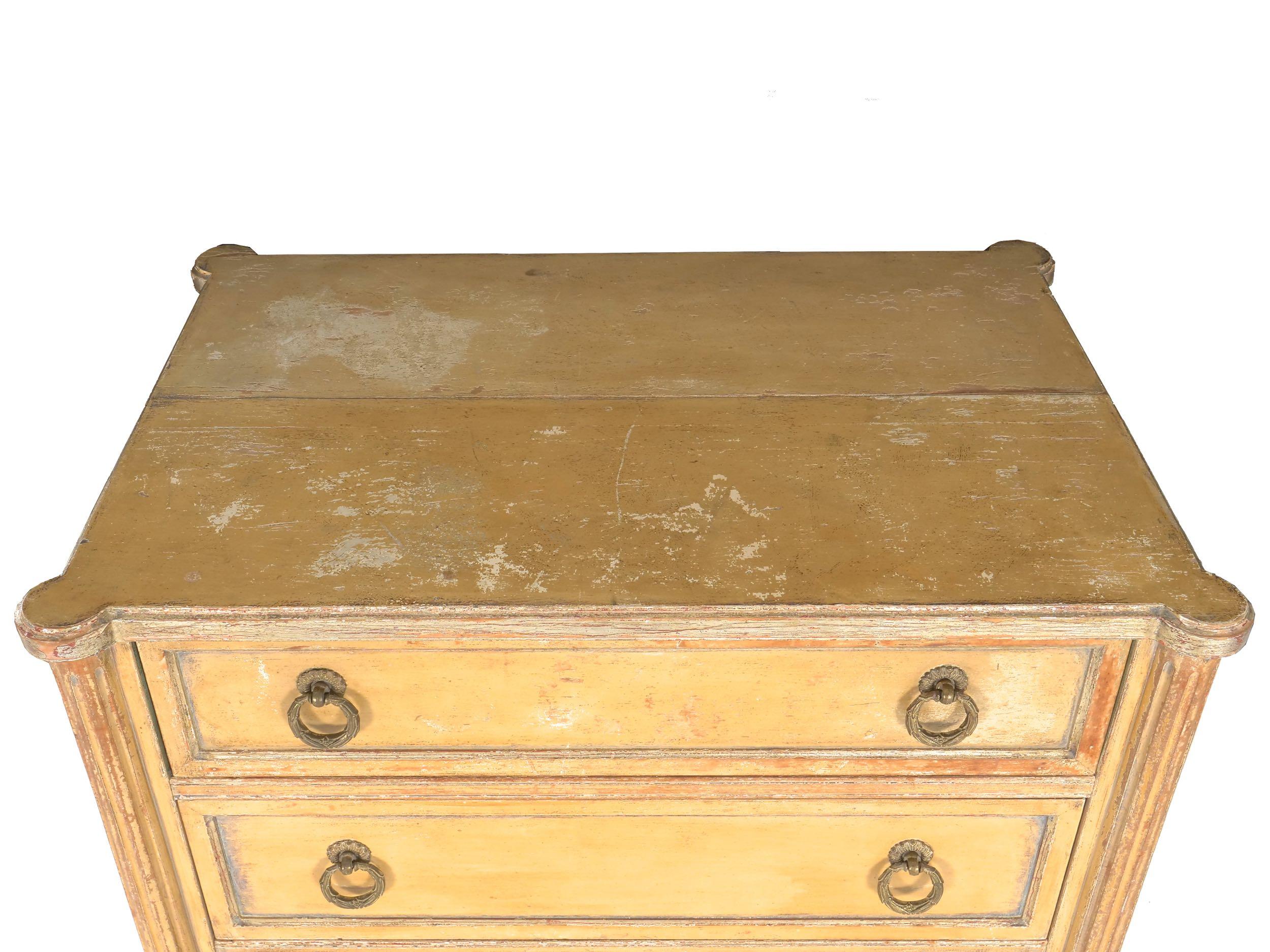 French Louis XVI Style Antique Painted Desk over Chest of Drawers circa 1940s 14