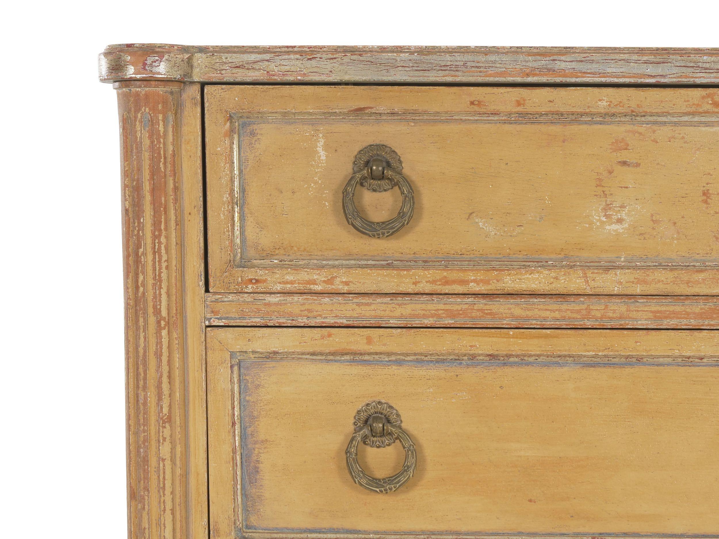 French Louis XVI Style Antique Painted Desk over Chest of Drawers circa 1940s 1