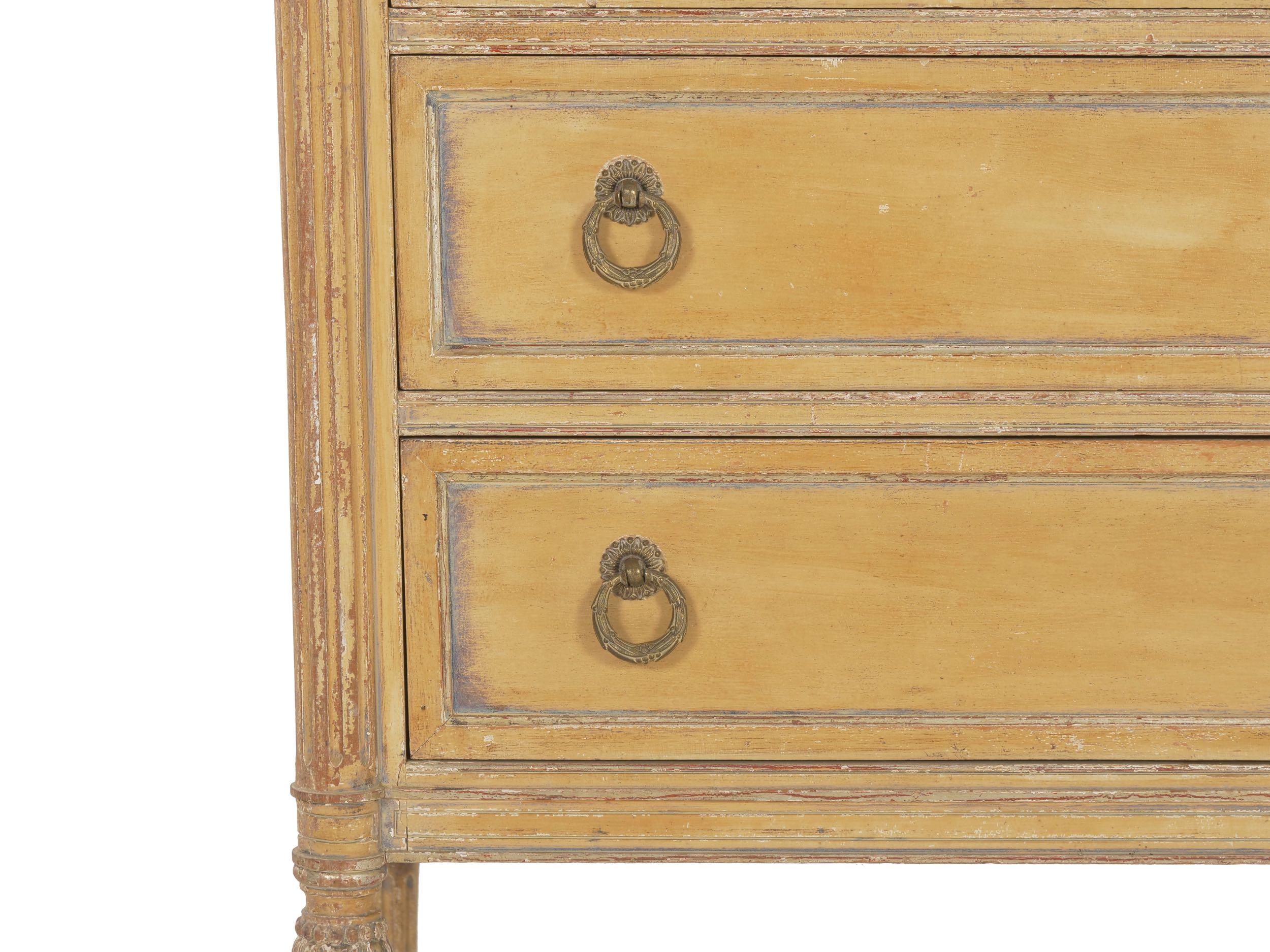French Louis XVI Style Antique Painted Desk over Chest of Drawers circa 1940s 3