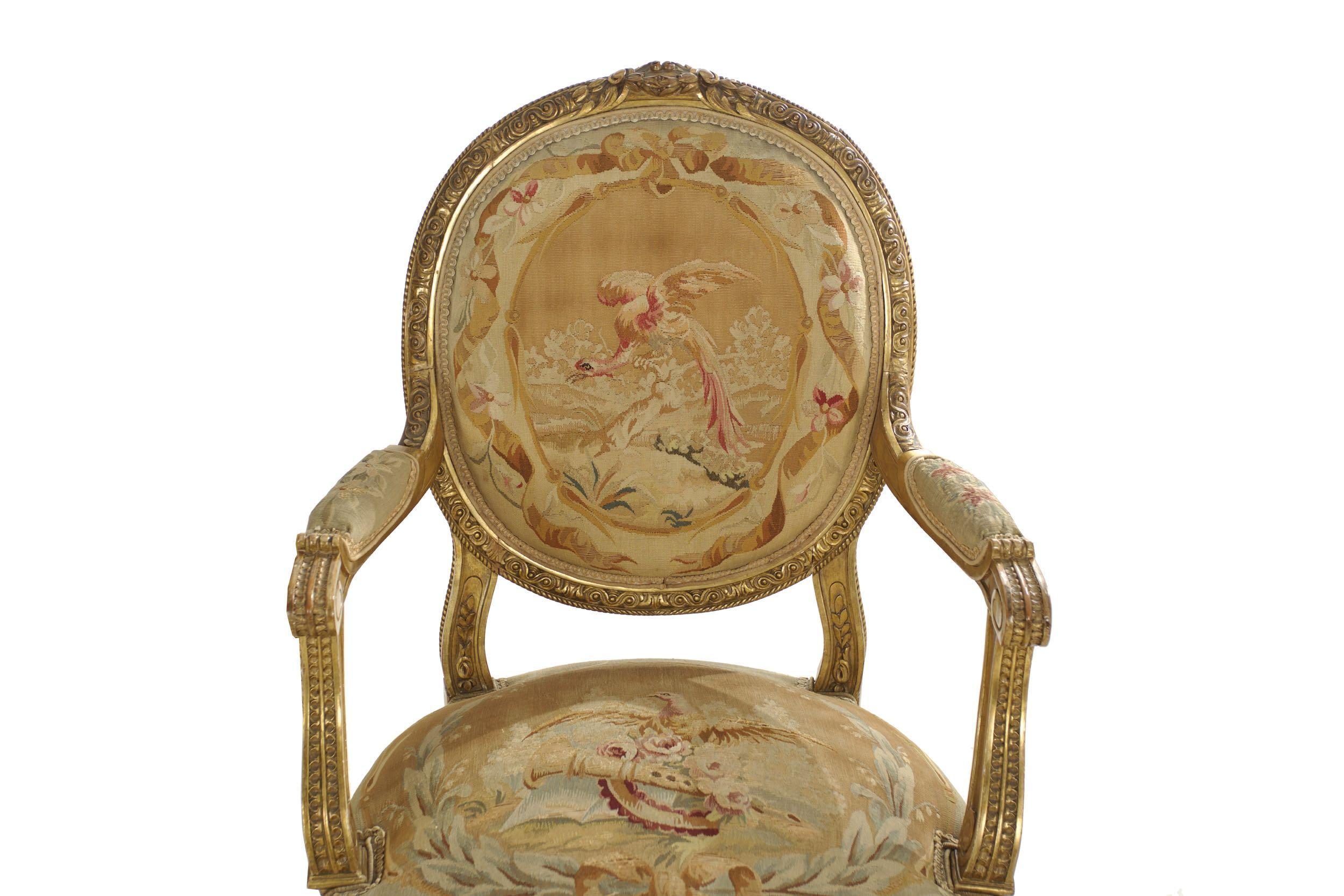 French Louis XVI Style Antique Salon Suite of Canapé & Four Chairs, circa 1890 11