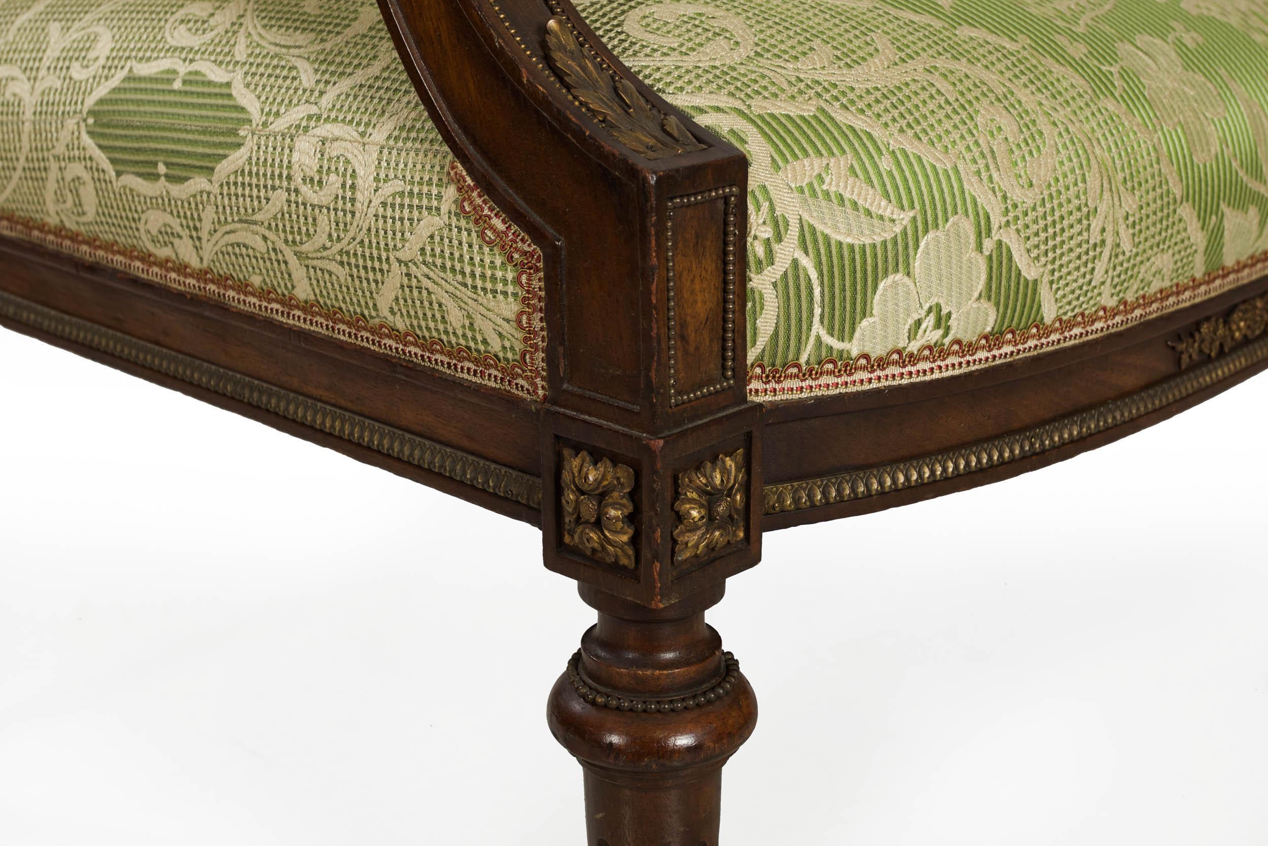 French Louis XVI Style Antique Walnut Settee Sofa, circa 1900 14