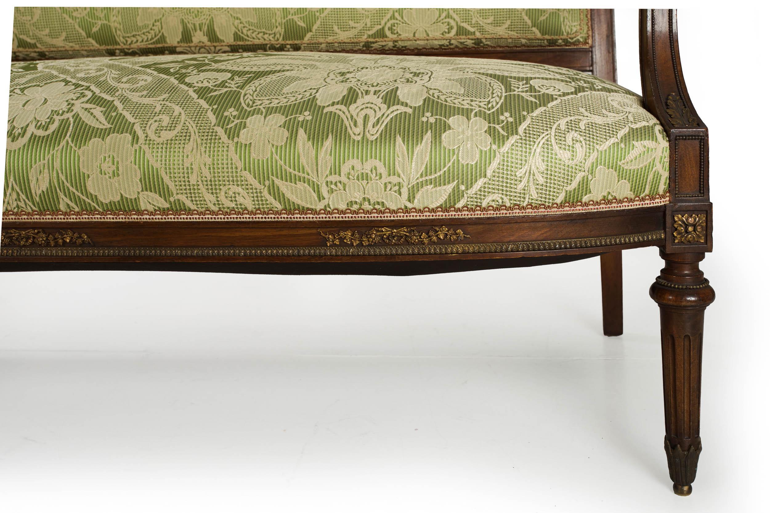 French Louis XVI Style Antique Walnut Settee Sofa, circa 1900 3