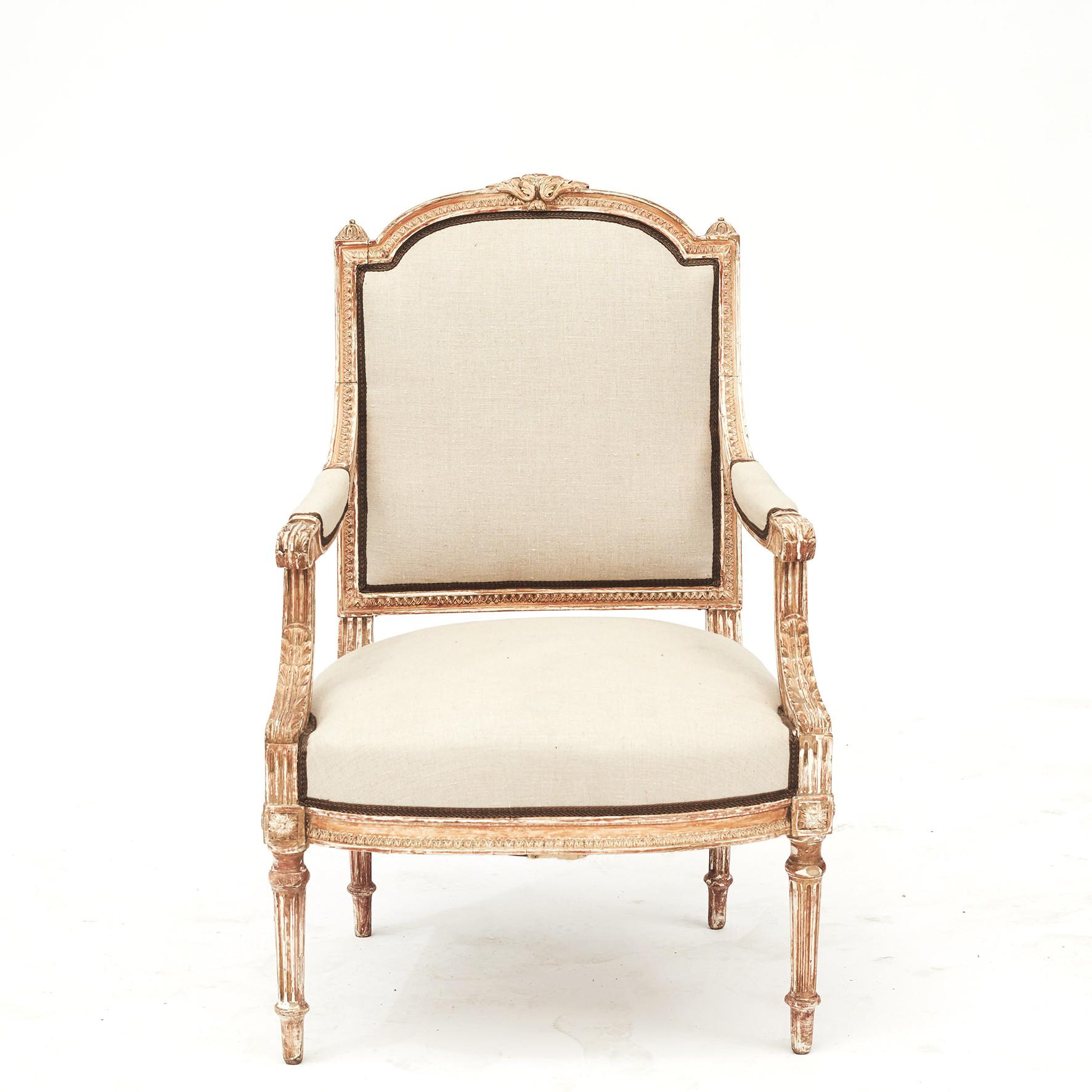 Fabric French Louis XVI Style Armchair