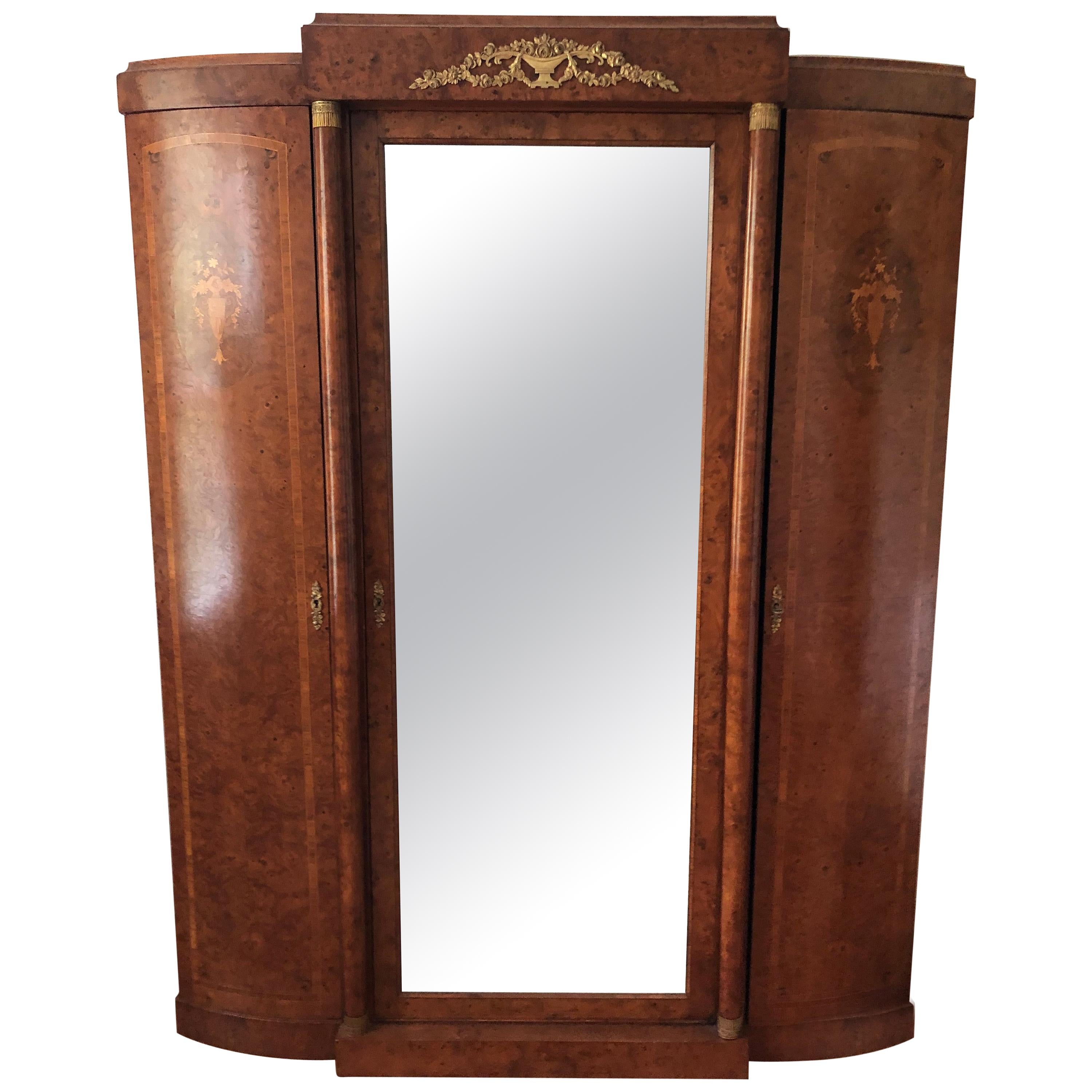 French Louis XVI Style Armoire Wardrobe Cabinet For Sale