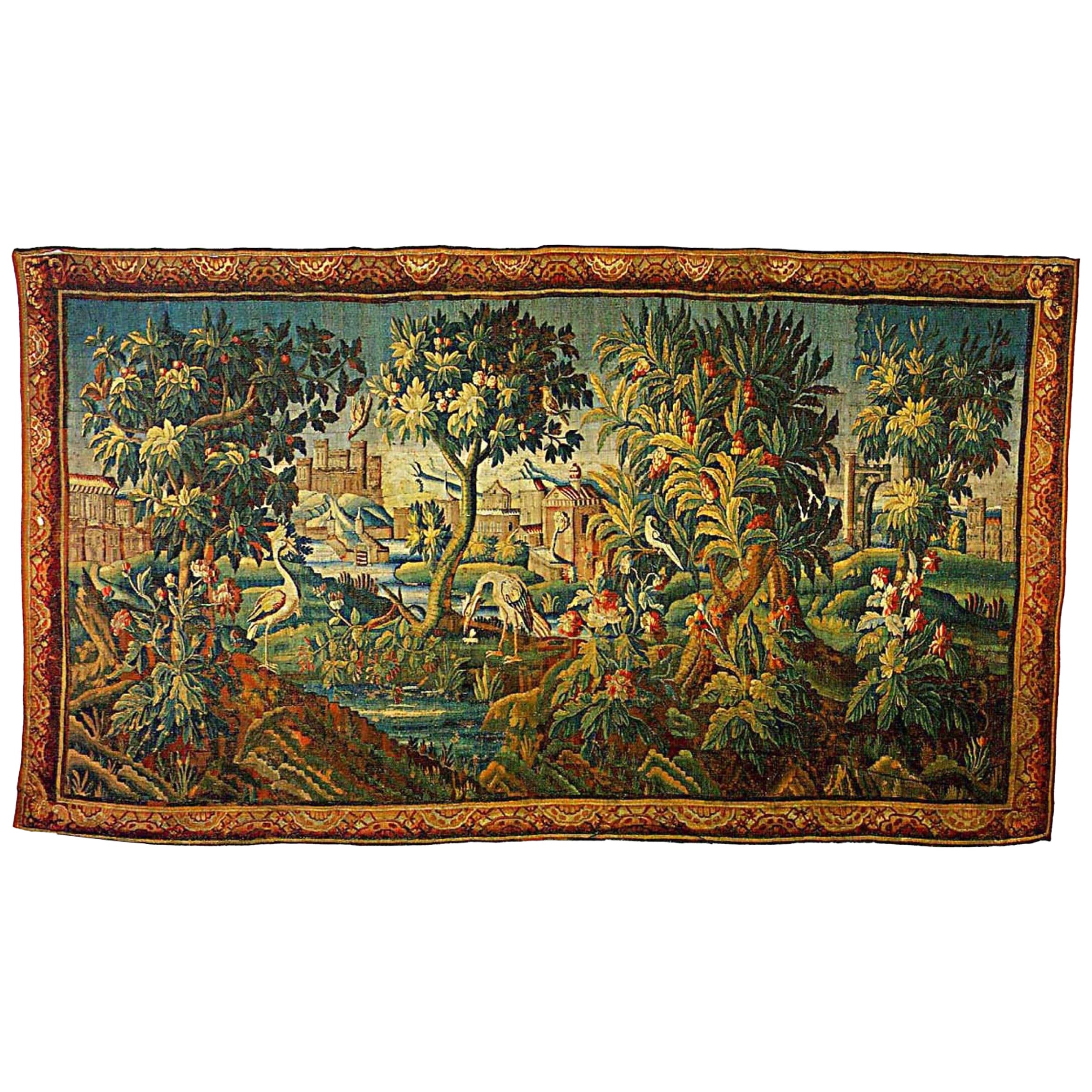French Louis XVI Style Aubusson Castle Tapestry For Sale