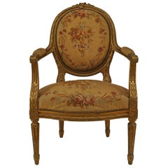 Fauteuils tapissés Aubusson de style Louis XVI français