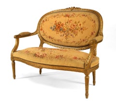 French Louis XVI Style Aubusson Upholstered Loveseat