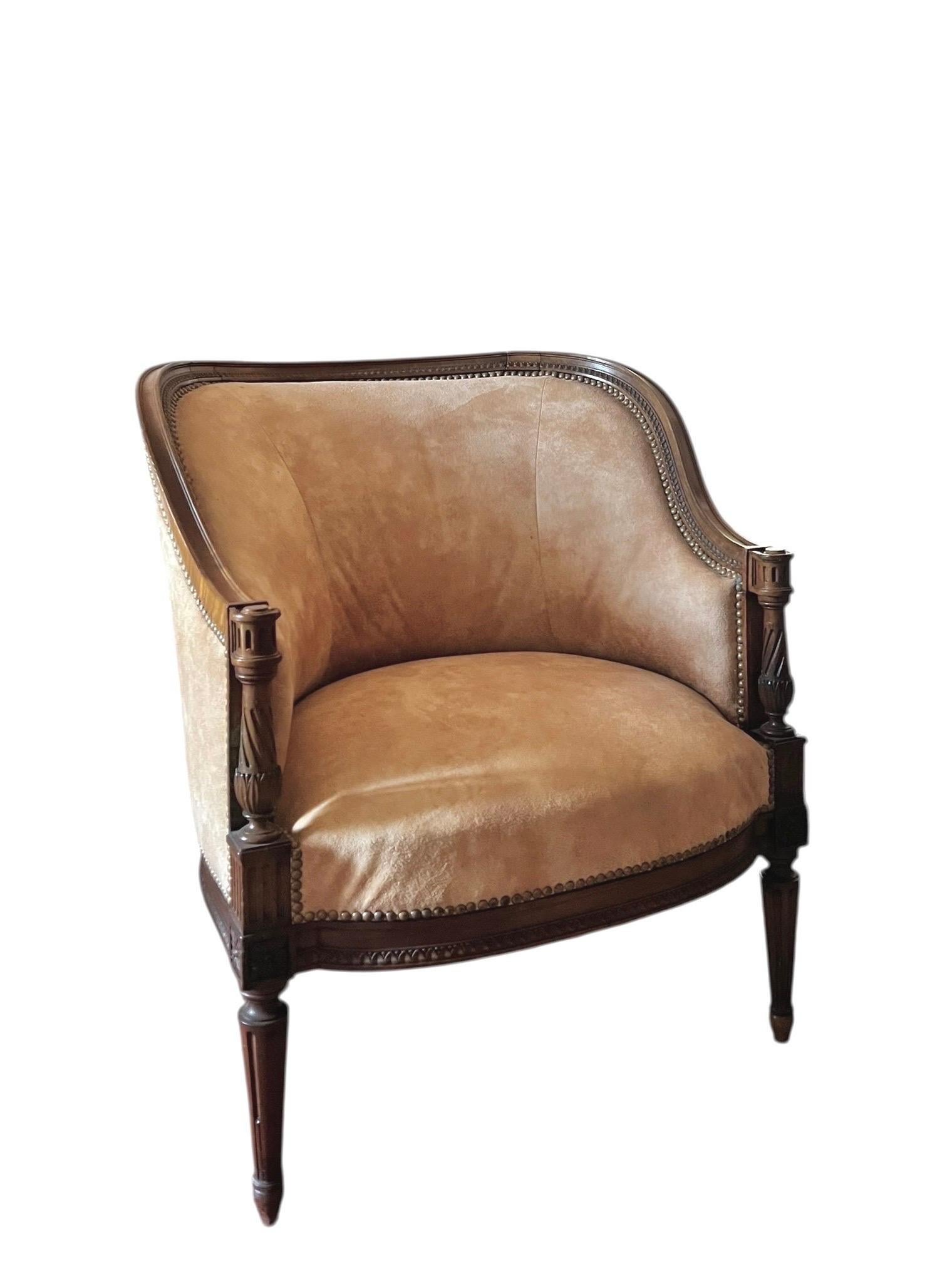 French Louis XVI style basket/gondola/marquise Armchair - France - 19th century In Good Condition For Sale In Beuzevillette, FR