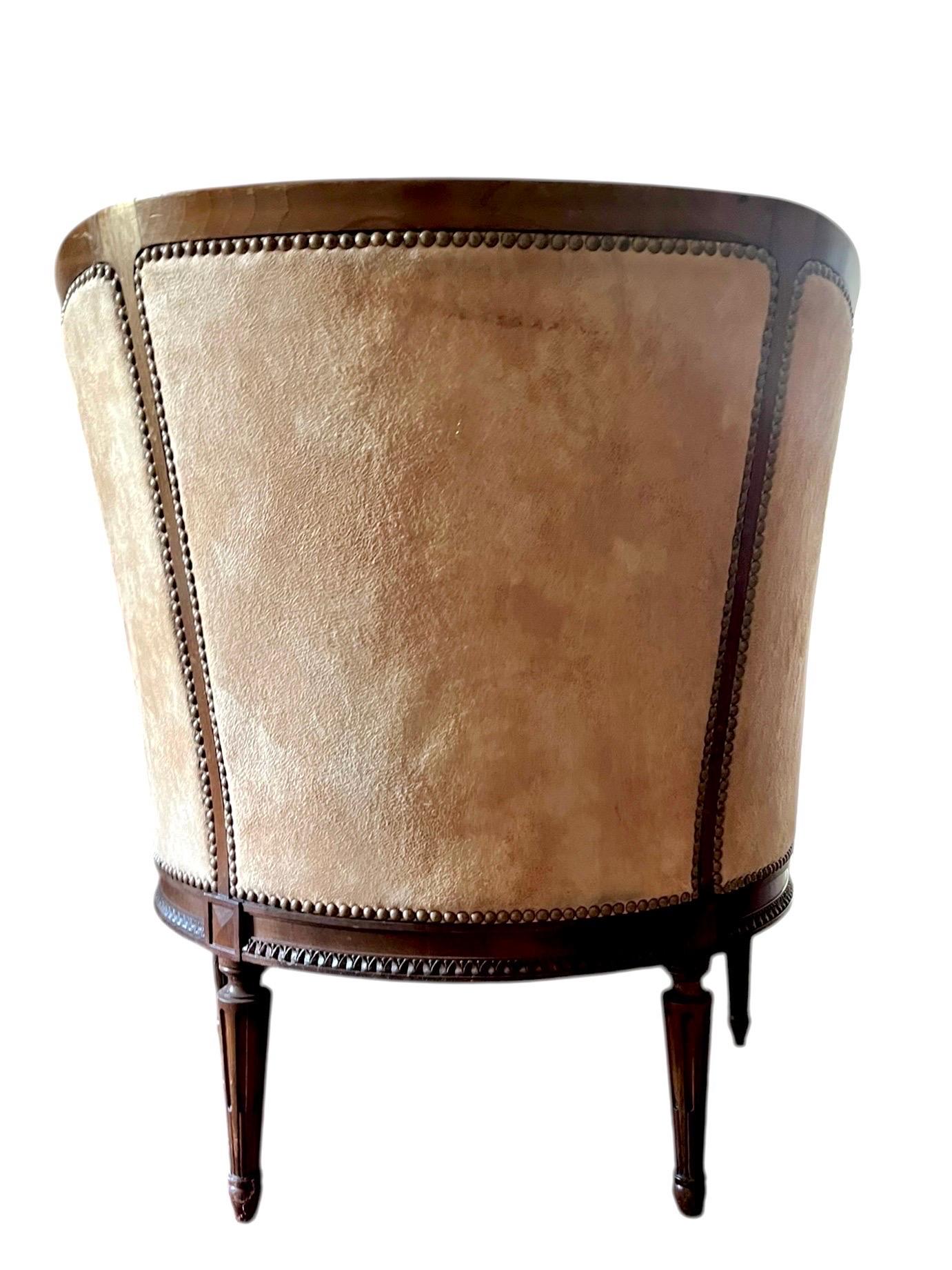 Wood French Louis XVI style basket/gondola/marquise Armchair - France - 19th century For Sale