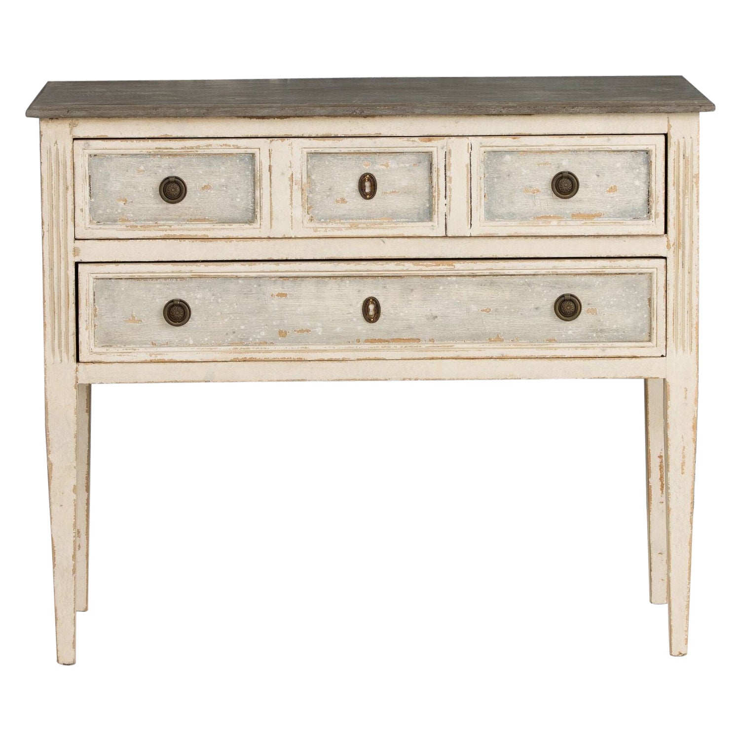 French Louis XVI Style Bedside Commode in Original Paint, Circa 1910 For Sale