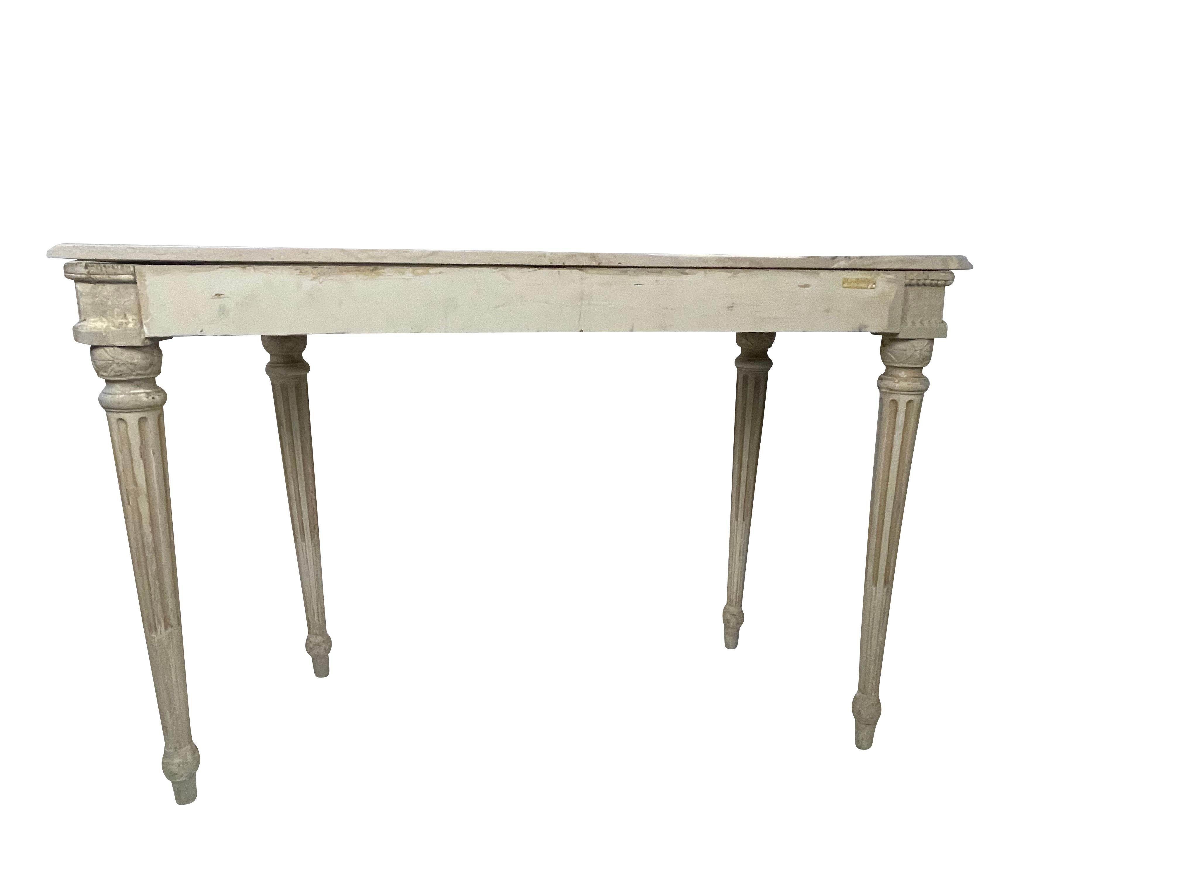 French Louis XVI Maison Jansen Beige and Gold Carved Console Table 6