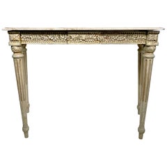 French Louis XVI Maison Jansen  Beige and Gold Carved Console table