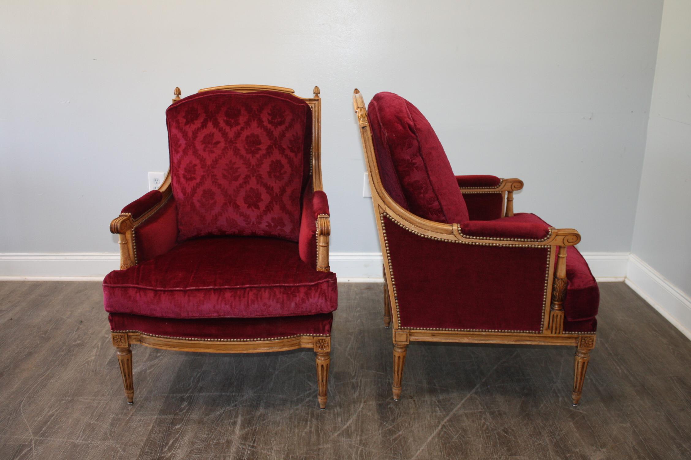 French Louis XVI Style Bergere Chairs In Good Condition For Sale In Stockbridge, GA