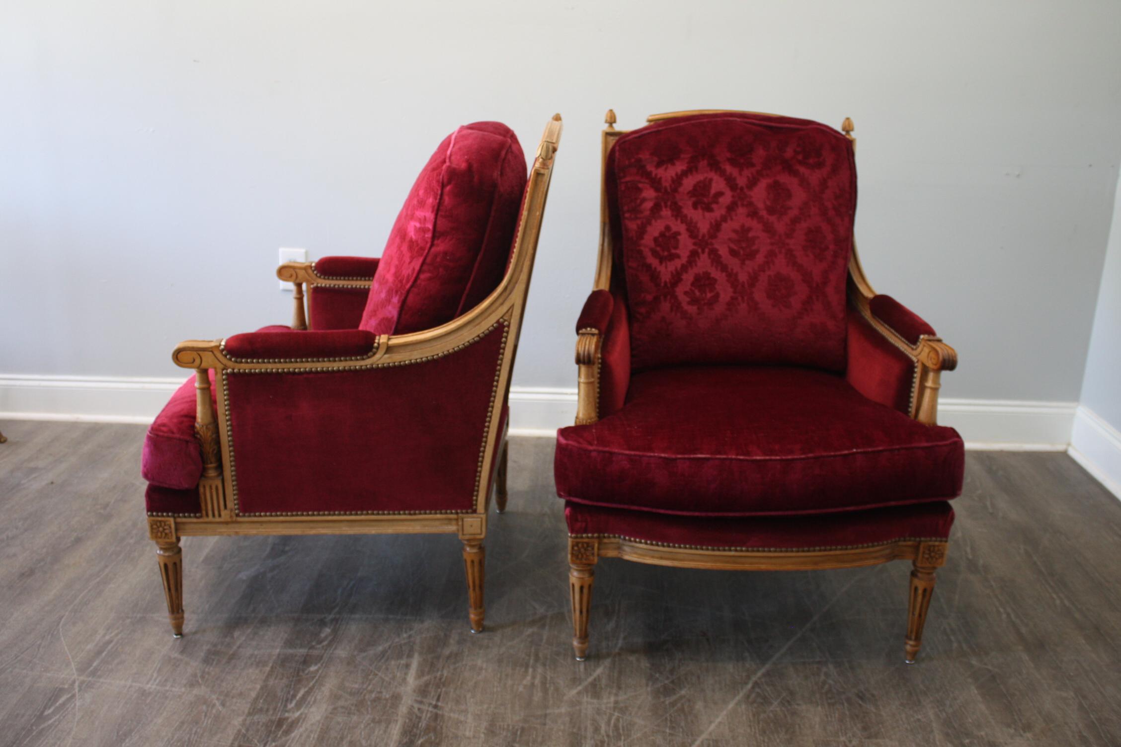20th Century French Louis XVI Style Bergere Chairs For Sale