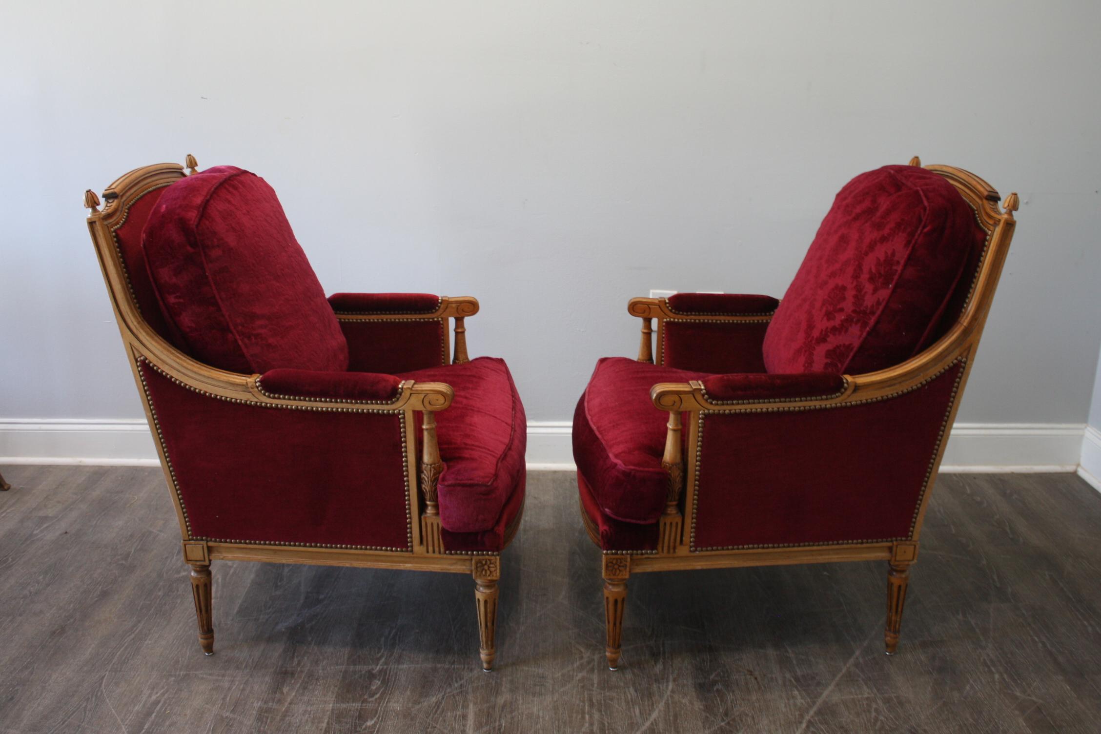 French Louis XVI Style Bergere Chairs For Sale 1