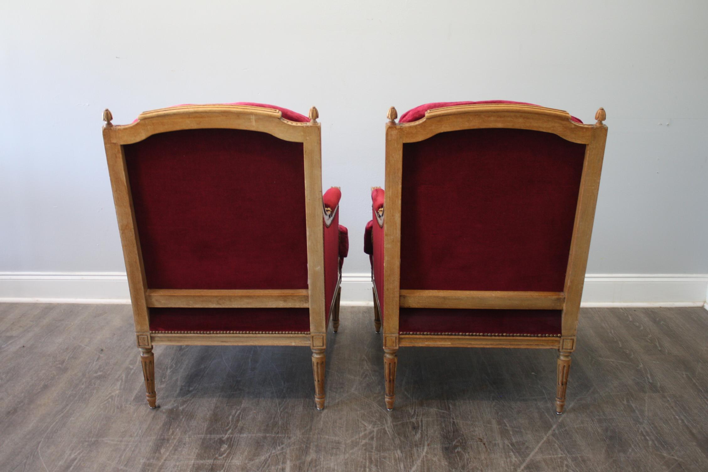 French Louis XVI Style Bergere Chairs For Sale 2