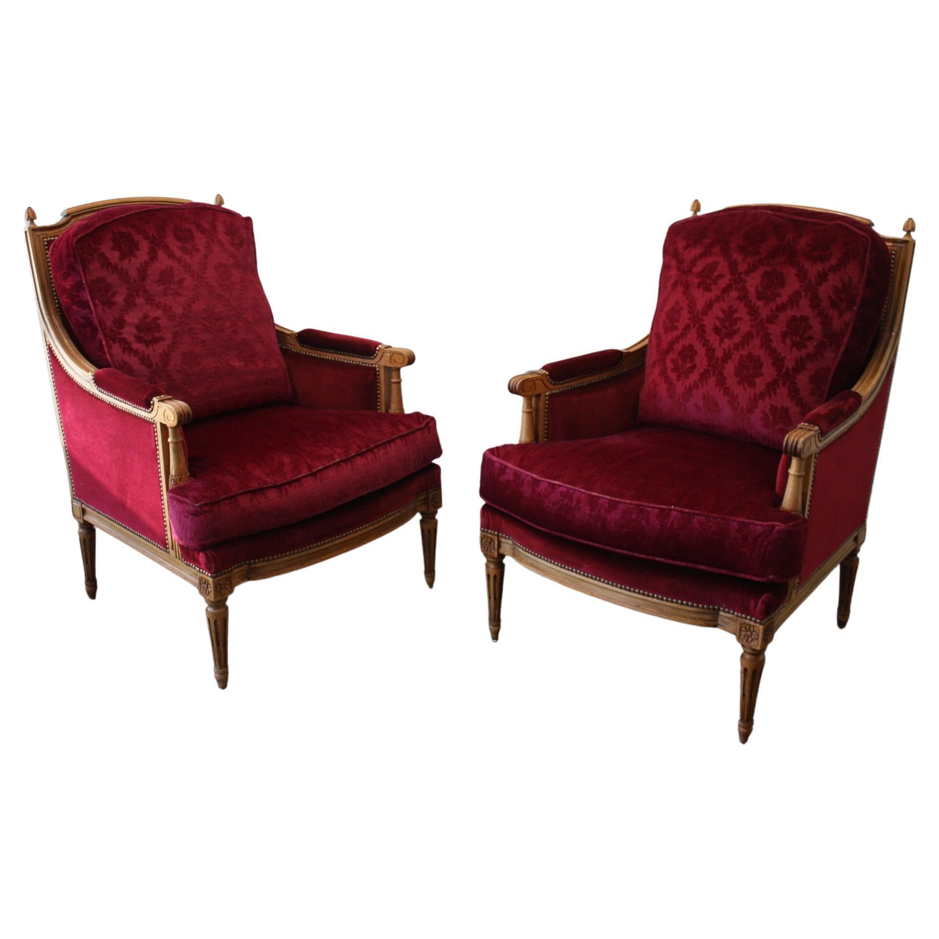 French Louis XVI Style Bergere Chairs For Sale