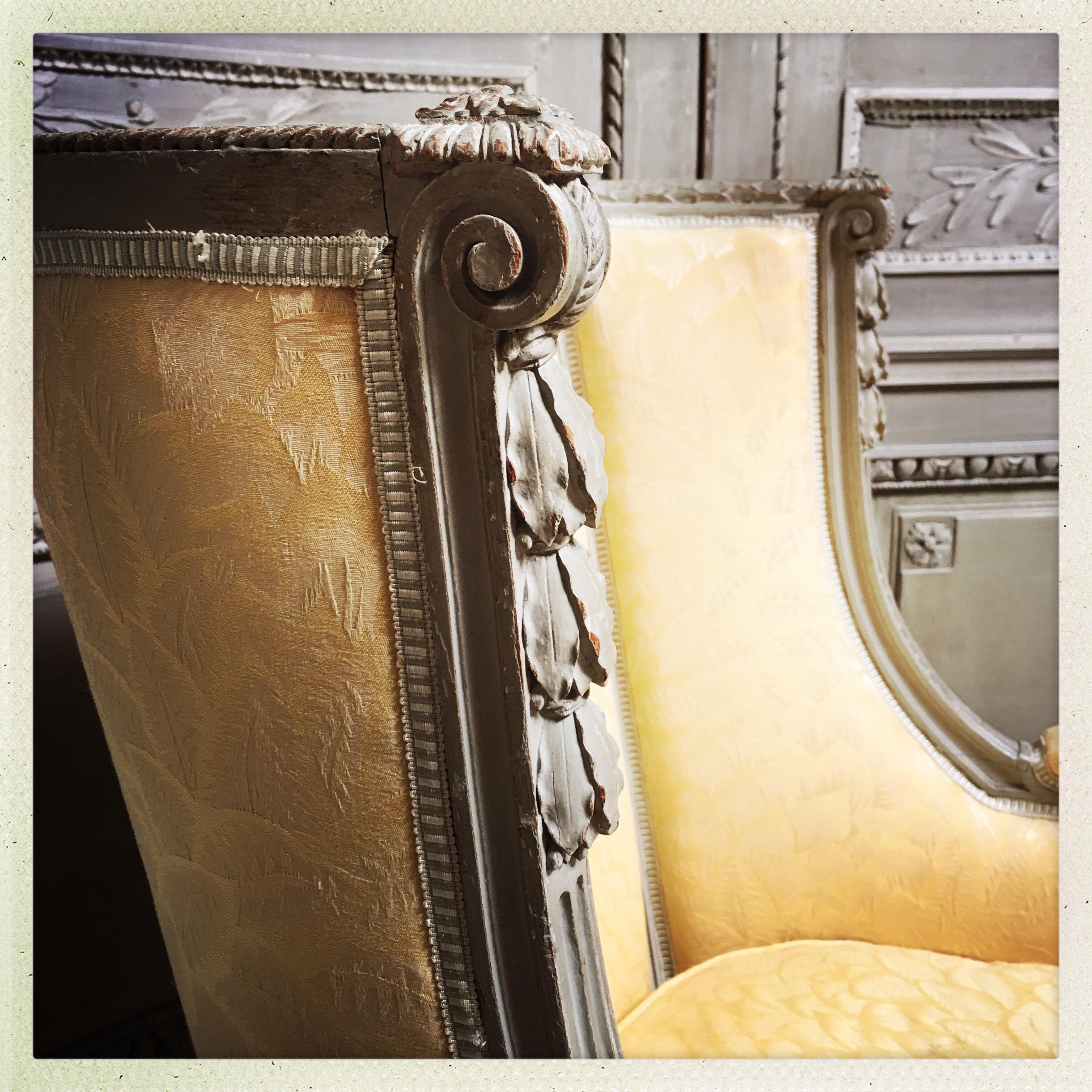 20th Century French Louis XVI Style Bergere with a Painted Finish