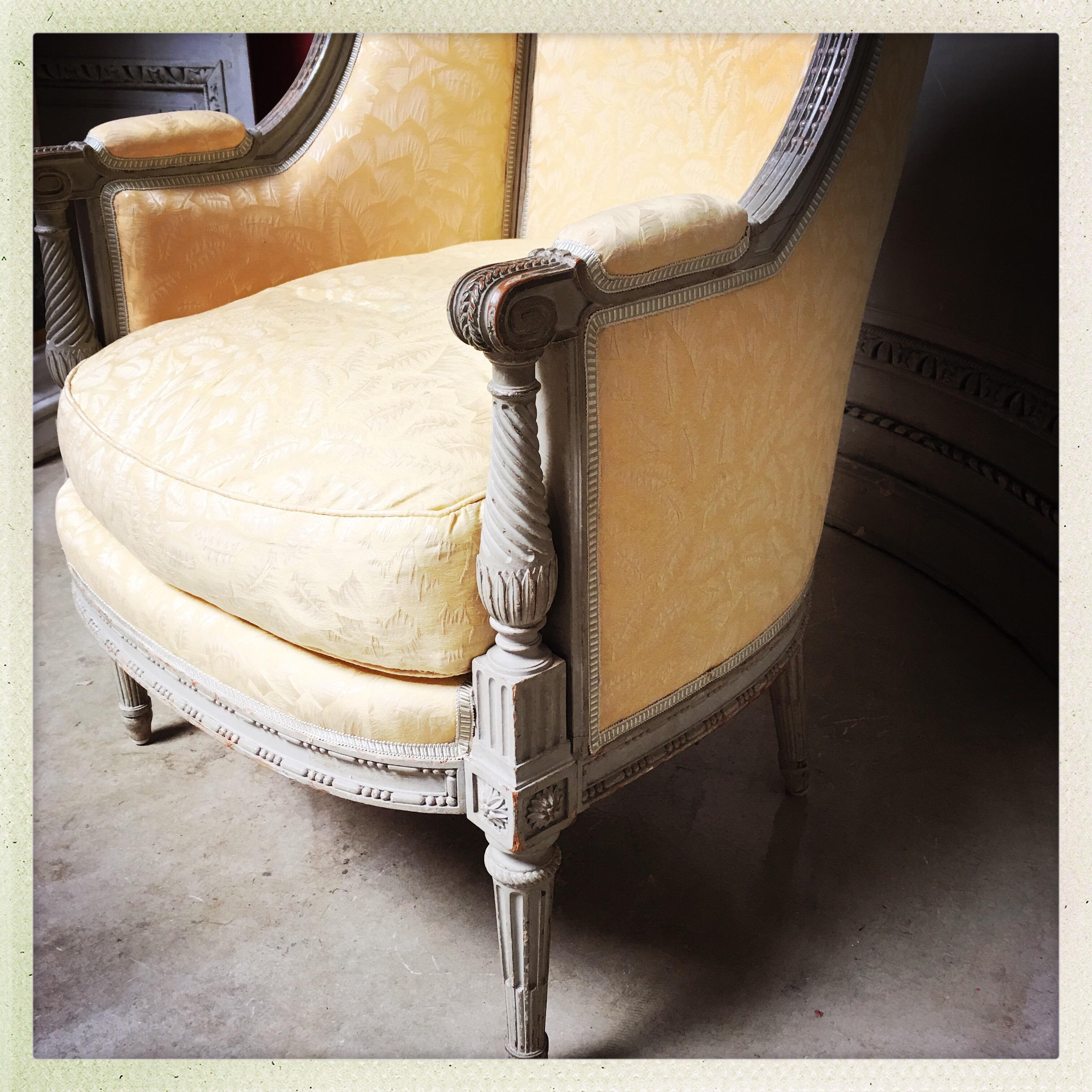 French Louis XVI Style Bergere with a Painted Finish 2