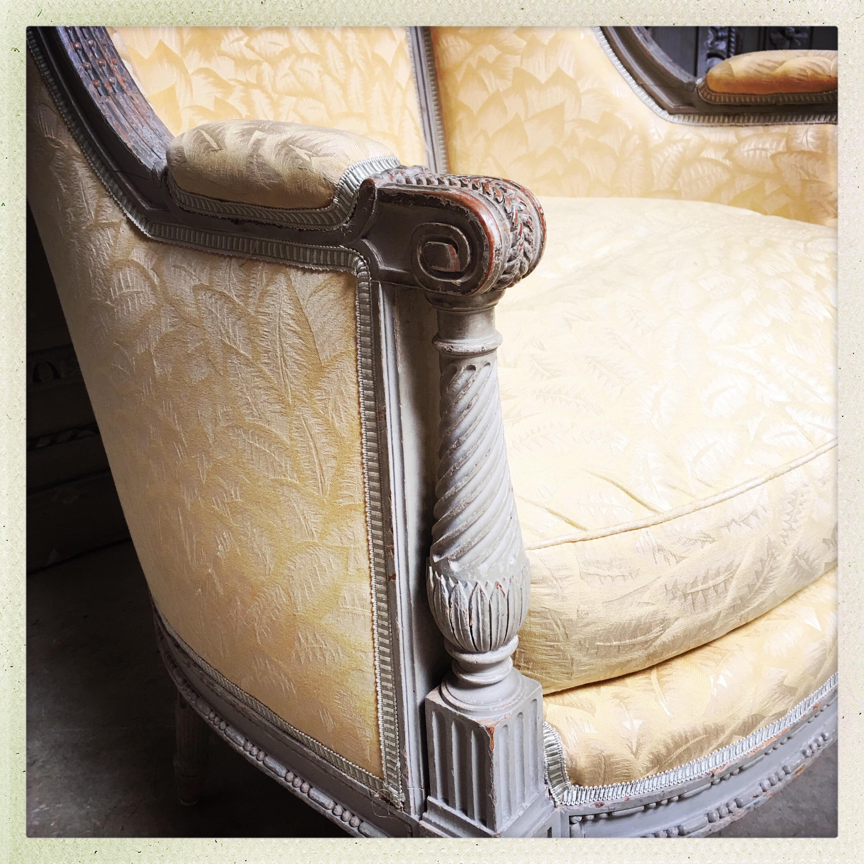 French Louis XVI Style Bergere with a Painted Finish 3