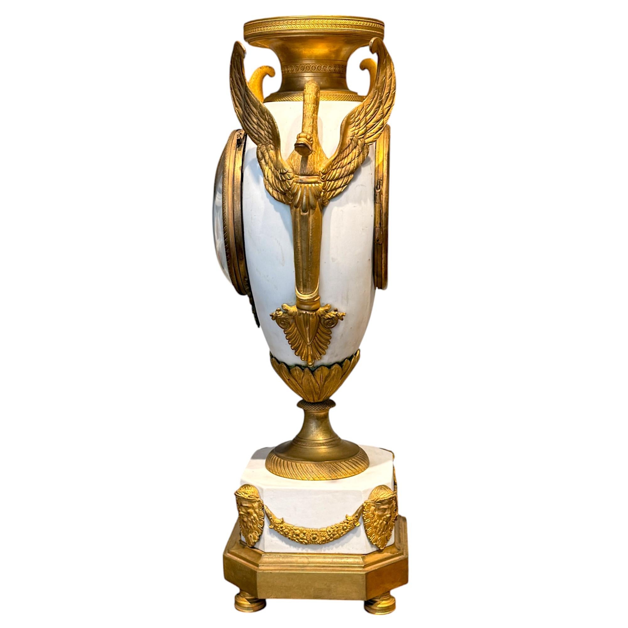 XIX secolo French Louis XVI Style biscuit and Gilt Bronze Mantel Clock, 19t Century in vendita