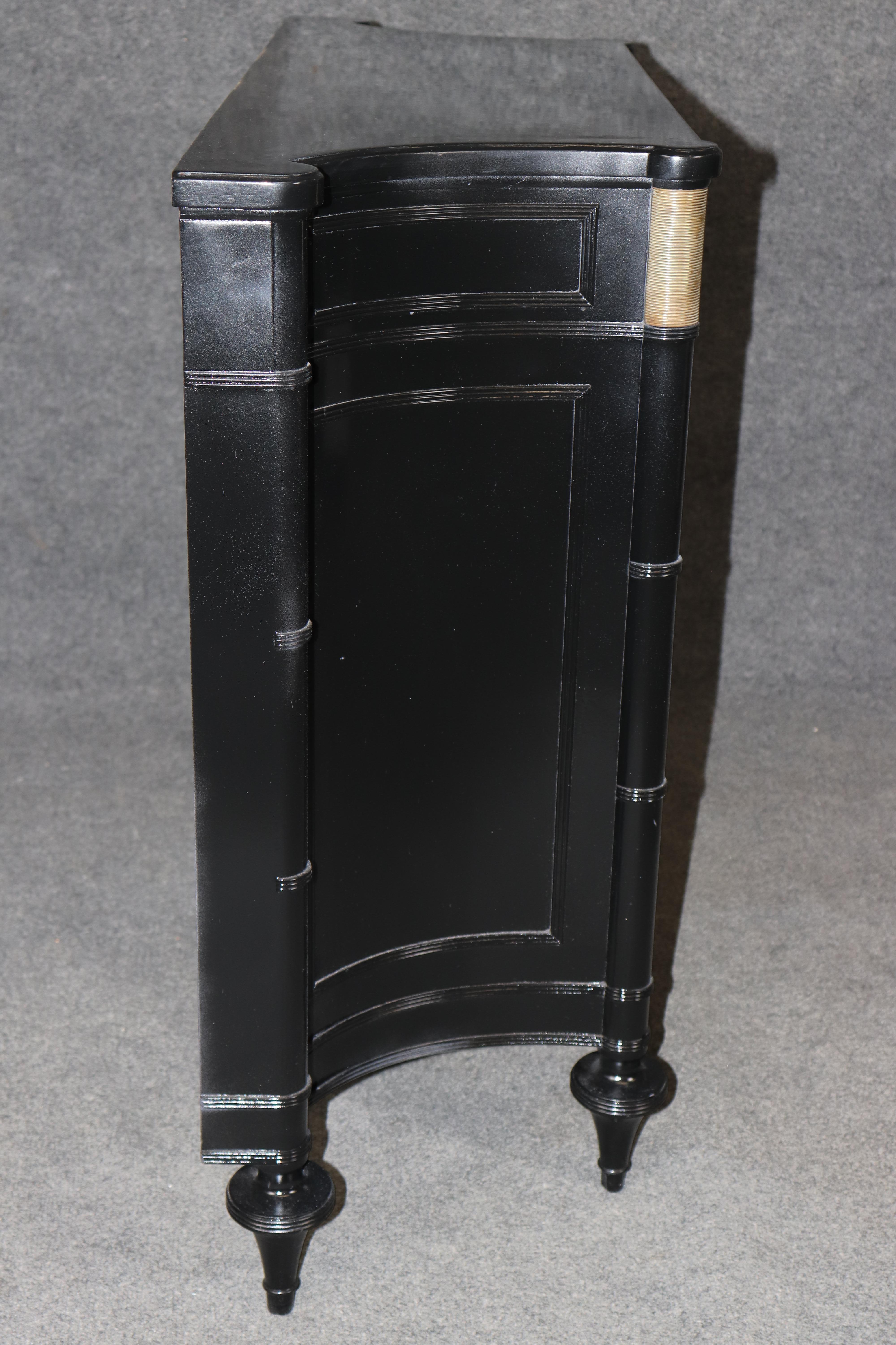 French Louis XVI Style Black Ebonized Cabinet with Distressed Mirrored Panels In Good Condition For Sale In Swedesboro, NJ