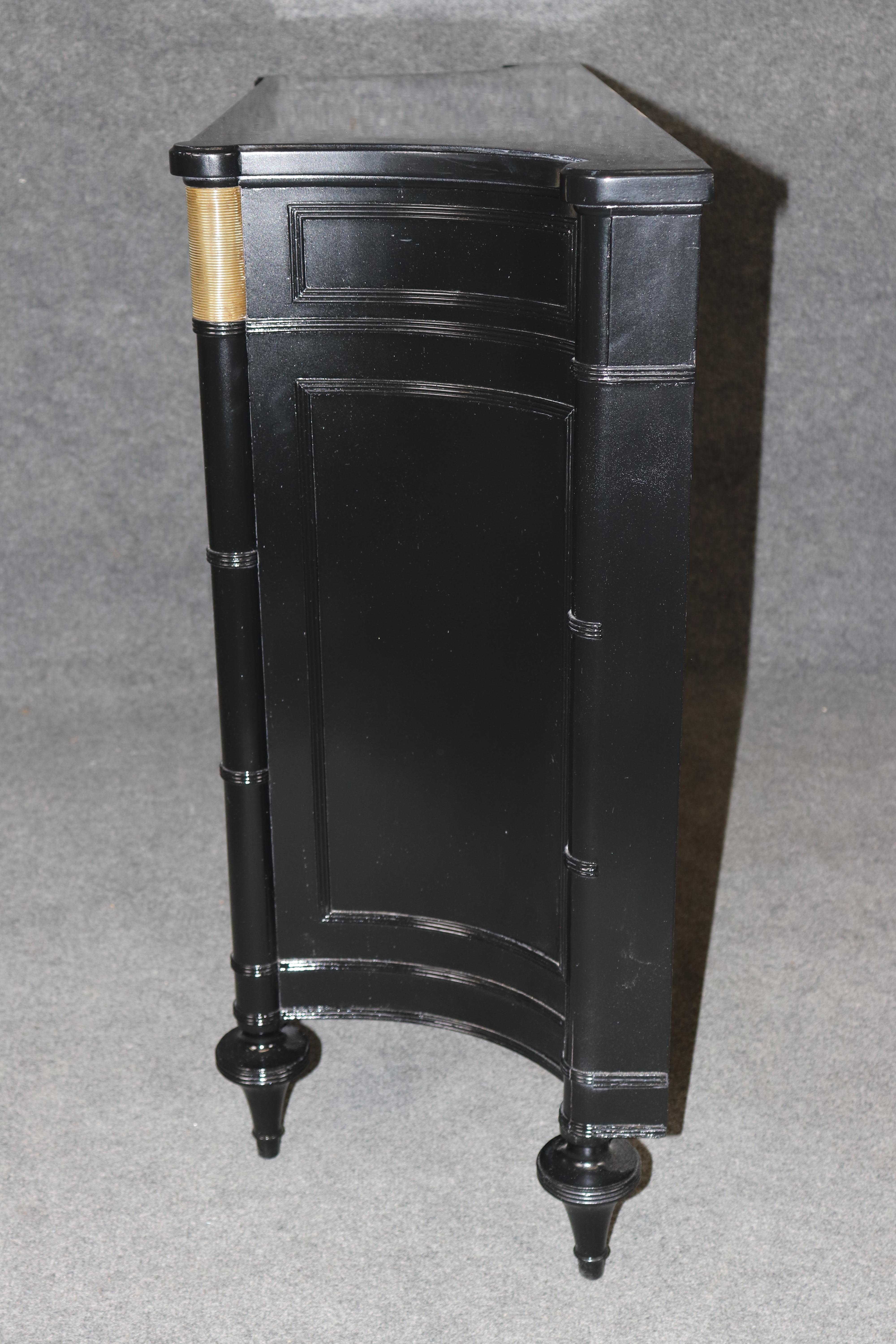 20th Century French Louis XVI Style Black Ebonized Cabinet with Distressed Mirrored Panels For Sale