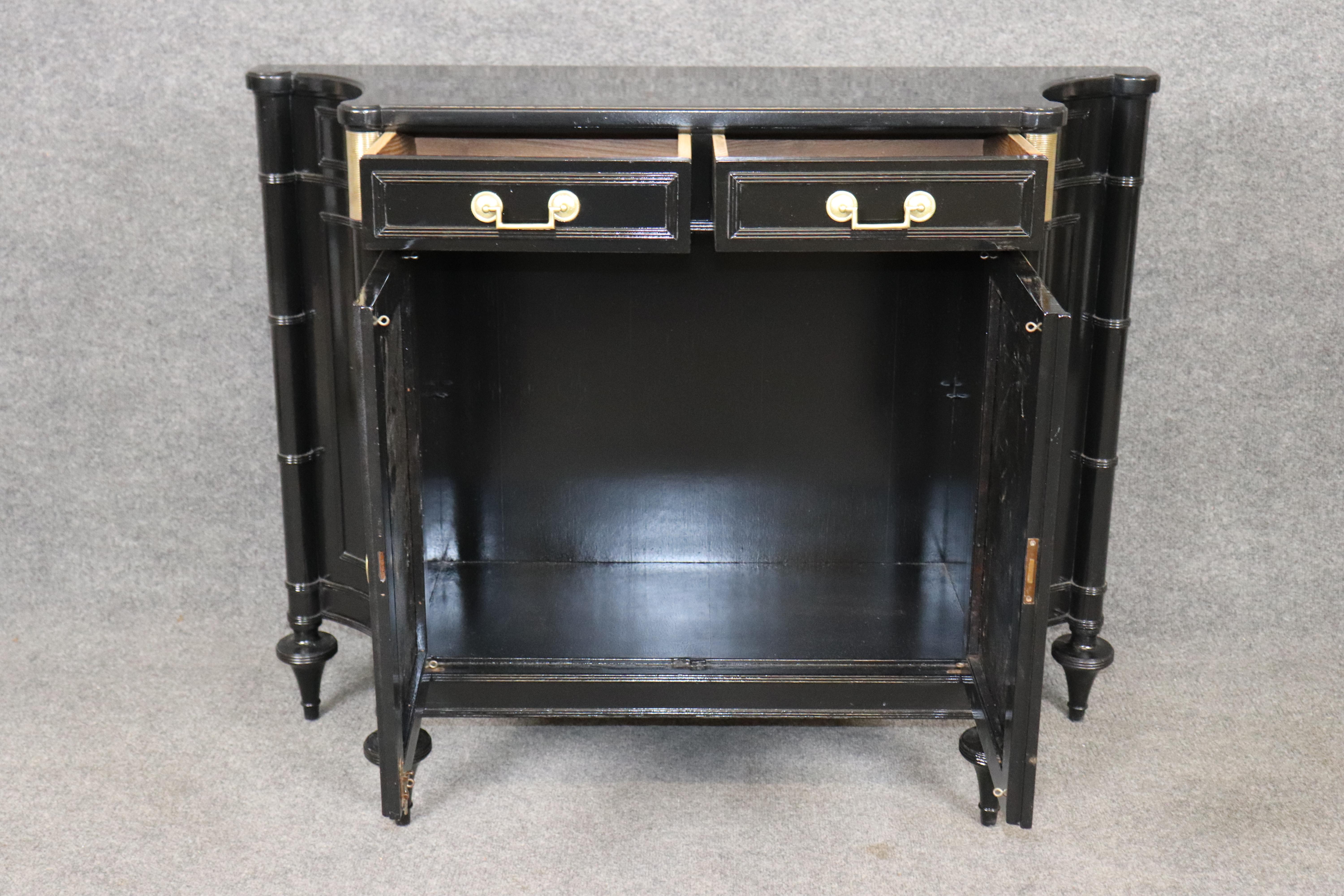 French Louis XVI Style Black Ebonized Cabinet with Distressed Mirrored Panels For Sale 2
