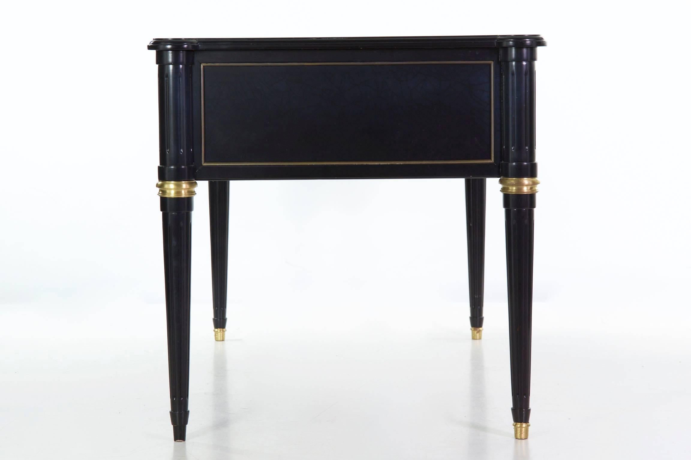 French Louis XVI Style Black Lacquer Ebonized Writing Desk Table, 20th Century 2