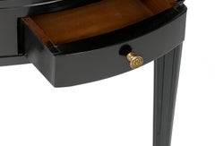 French Louis XVI Style Black Lacquer Guéridon Bouillotte Table, 19th Century