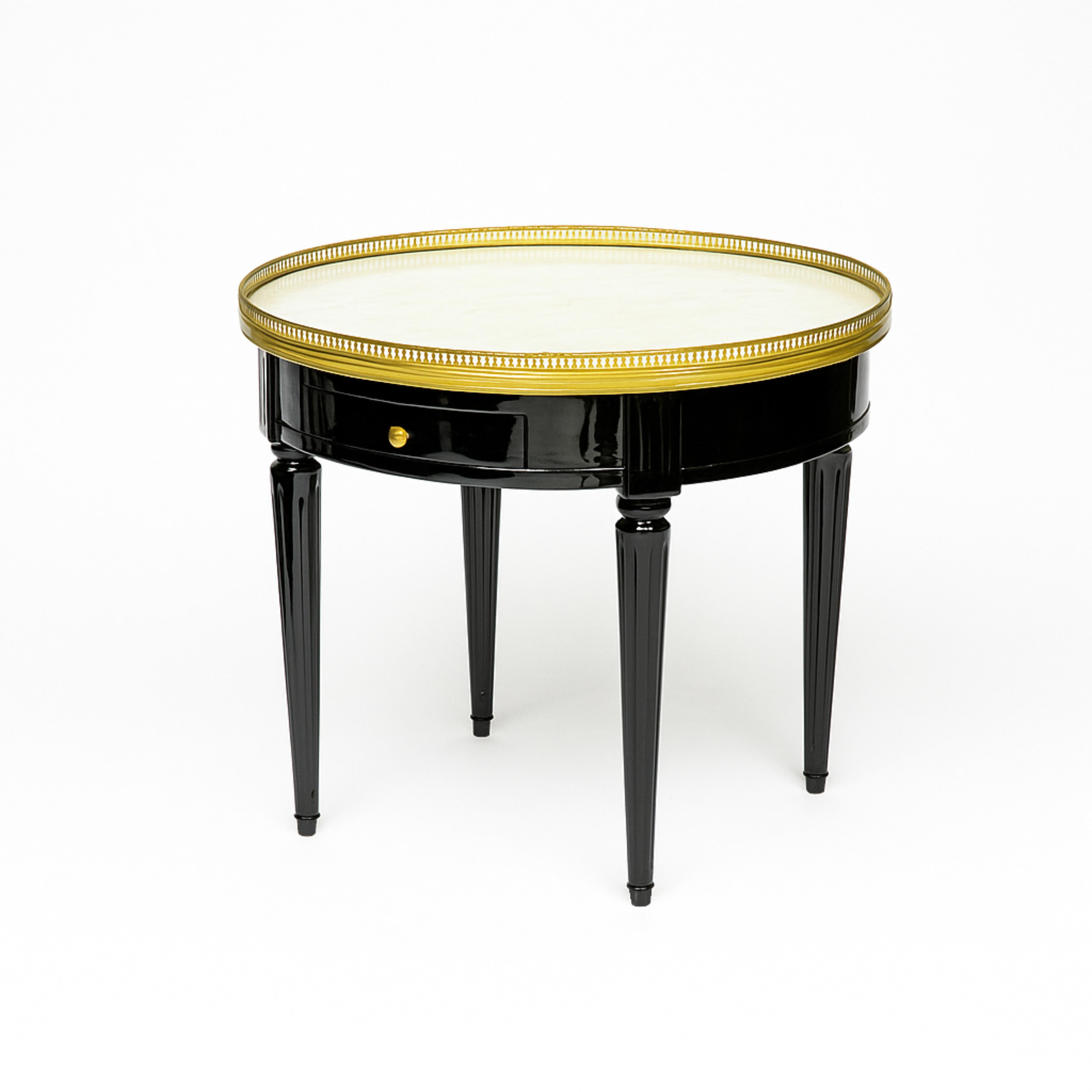 XIXe siècle Table à bouillotte Guéridon en laque noire de style Louis XVI, 19e siècle en vente