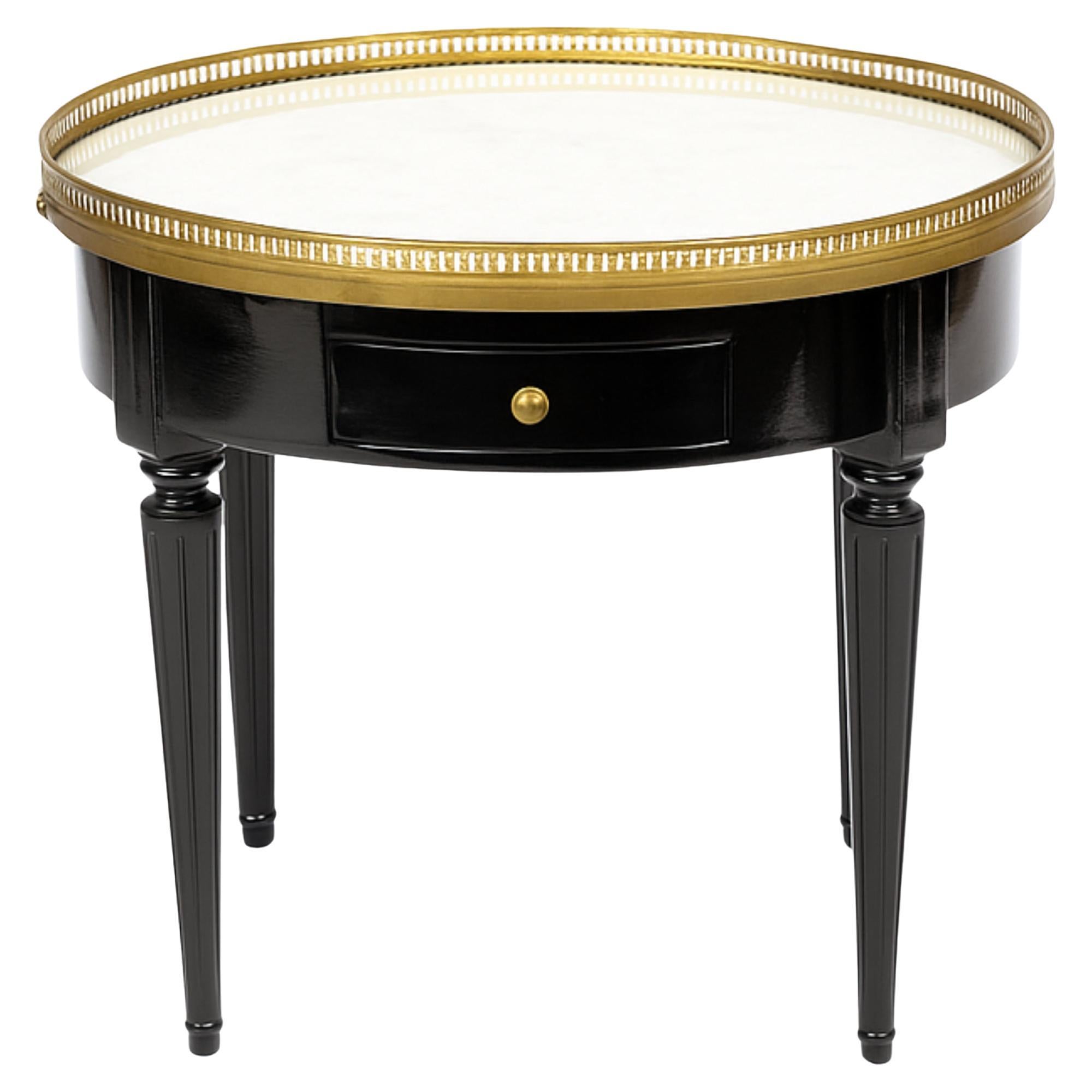 French Louis XVI Style Black Lacquer Guéridon Bouillotte Table, 19th Century