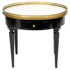 Antique French Louis XVI Style Black Lacquer Guéridon Bouillotte Table, 19th Century
