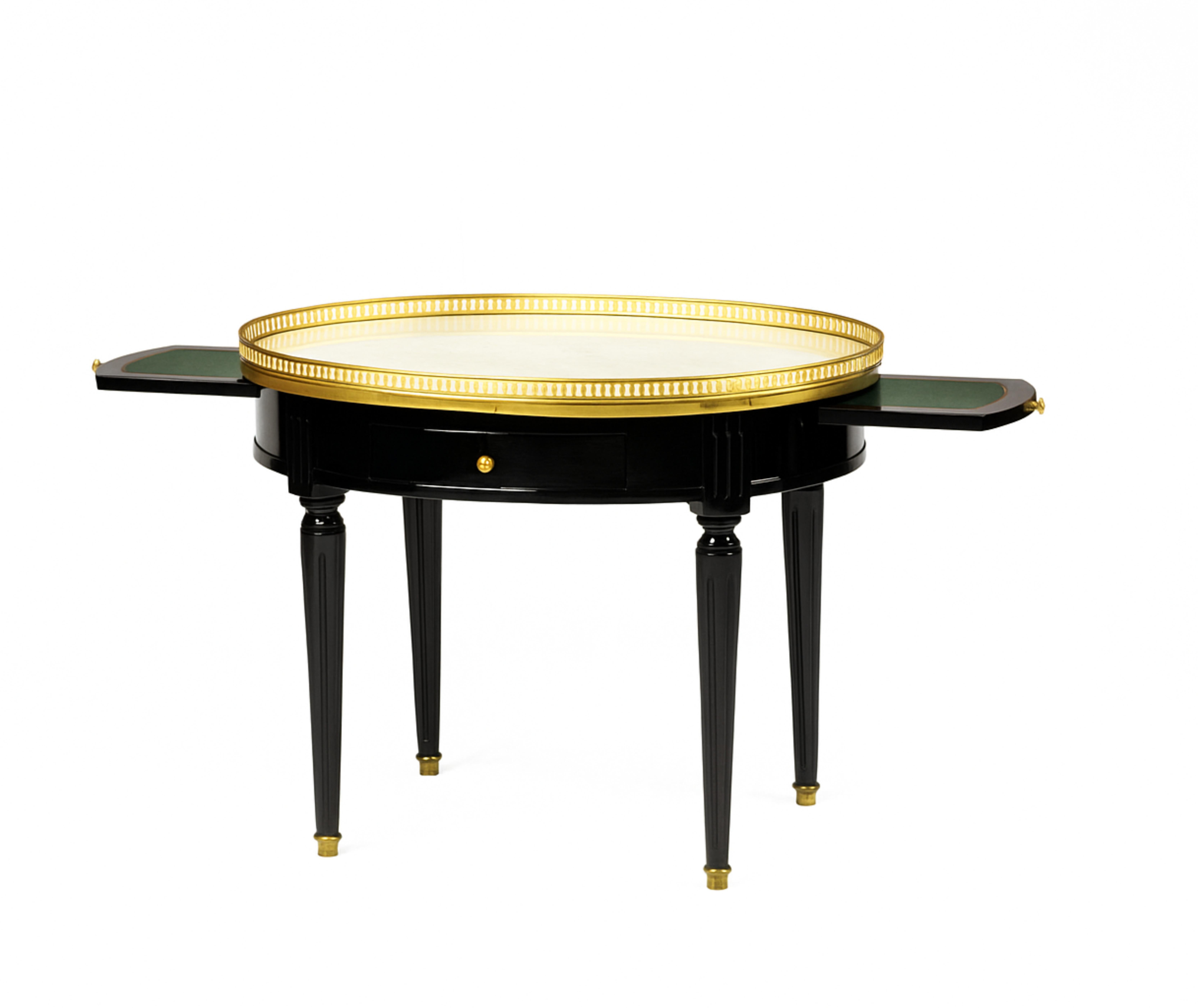 Francese Tavolo ovale Guéridon Bouillotte francese in stile Luigi XVI in lacca nera in vendita