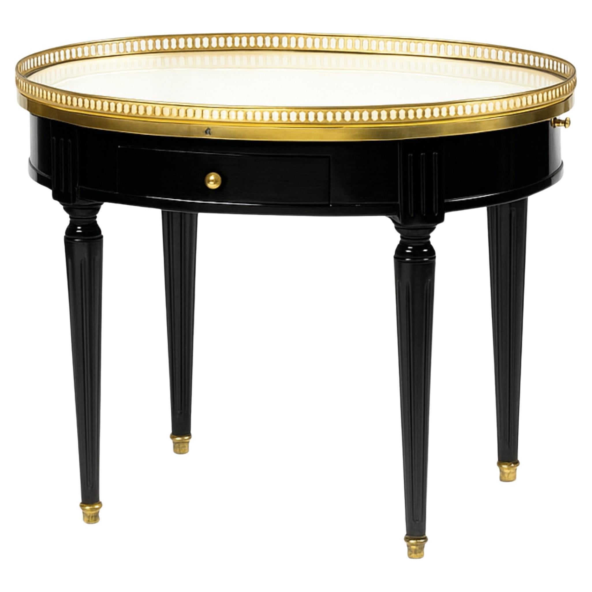 French Louis XVI Style Black Lacquer Oval Guéridon Bouillotte Table