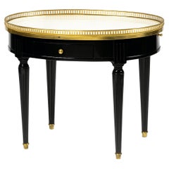 French Louis XVI Style Black Lacquer Oval Guéridon Bouillotte Table