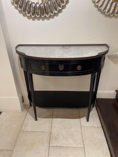 French Louis XVI Style Black Lacquered Servers with Carrara Marble Top