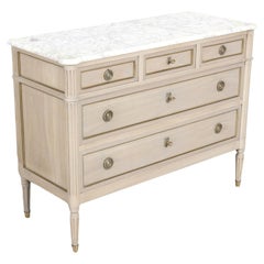 French Louis XVI Style Bleached Mahogany Maison Jansen Commode with Marble Top
