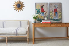 French Louis XVI Style Bleached Oak Settee Loveseat