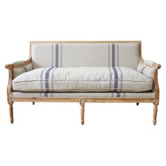 French Louis XVI Style Bleached Oak Settee Loveseat