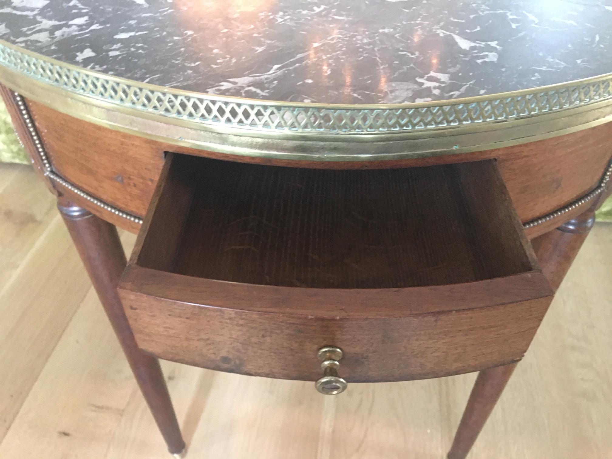 French Louis XVI Style Bouillotte Table with a Marble Top, 19th Century In Good Condition In Savannah, GA