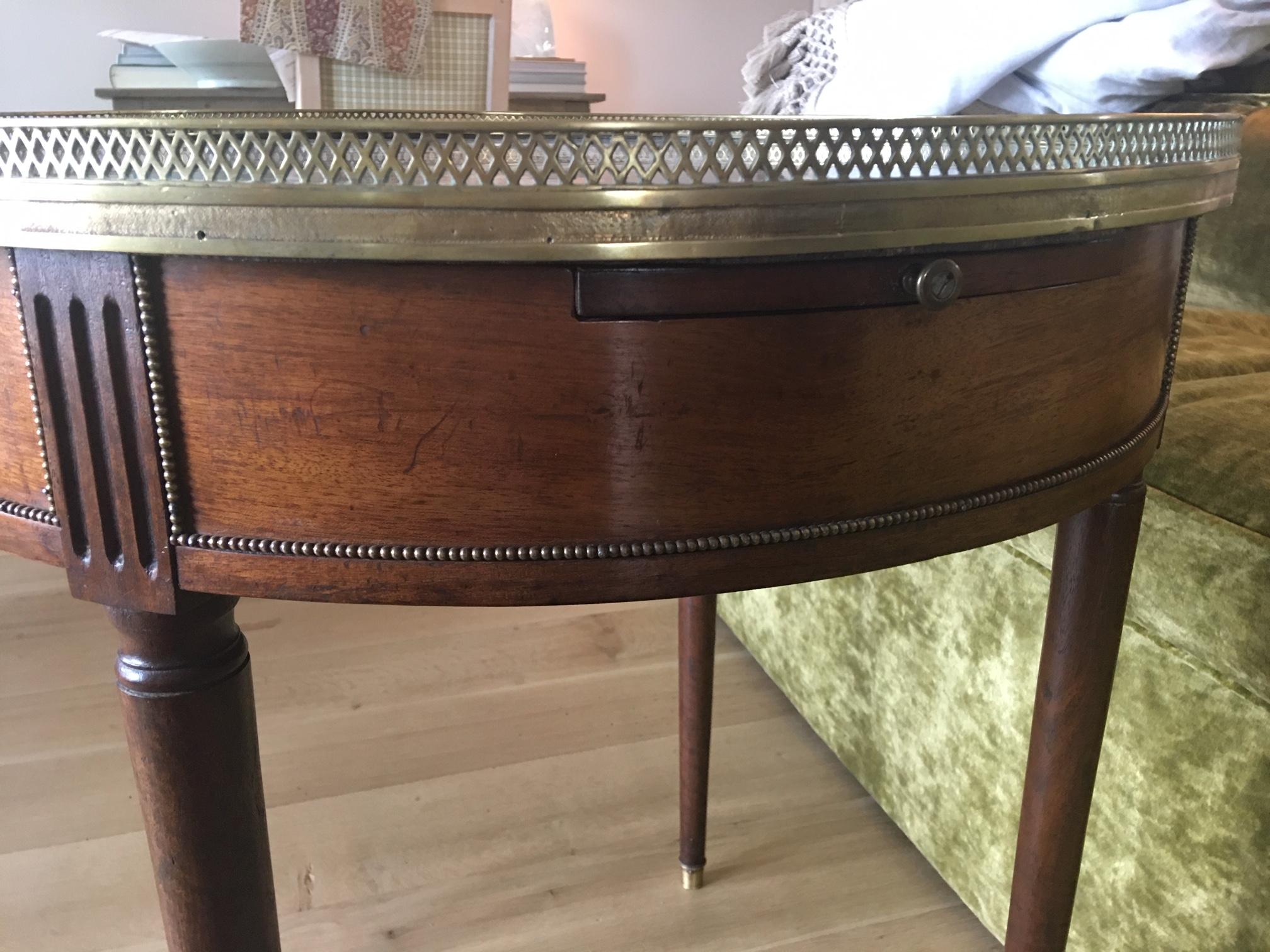 French Louis XVI Style Bouillotte Table with a Marble Top, 19th Century 4