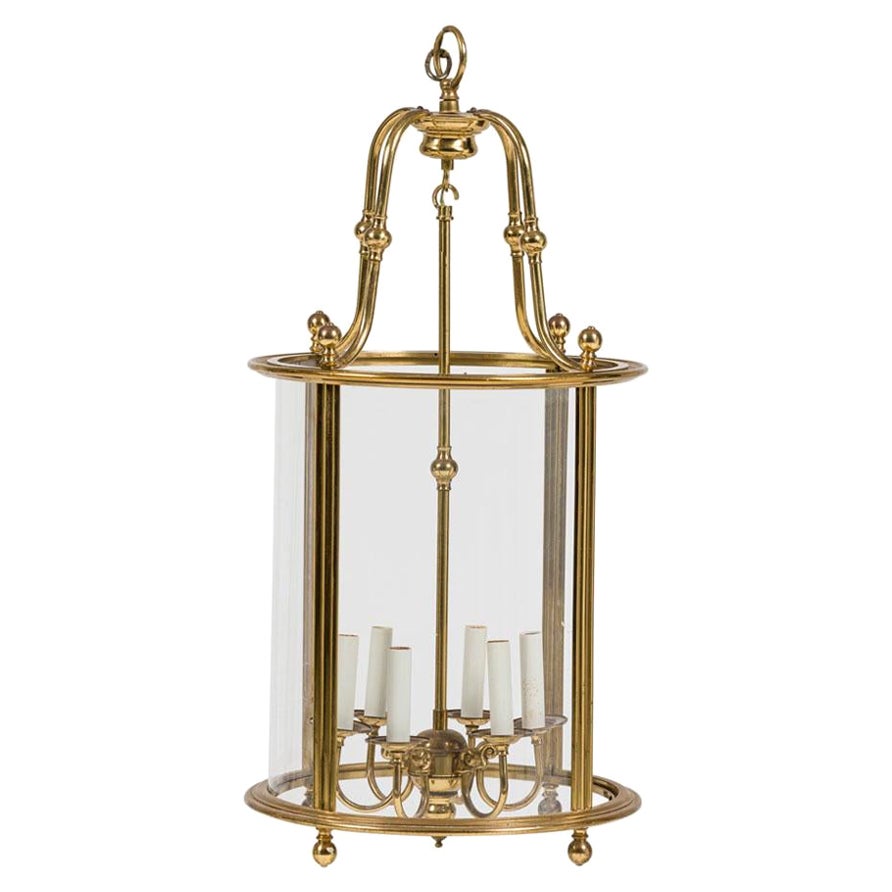 French Louis XVI Style Brass 6-Arm Lantern For Sale