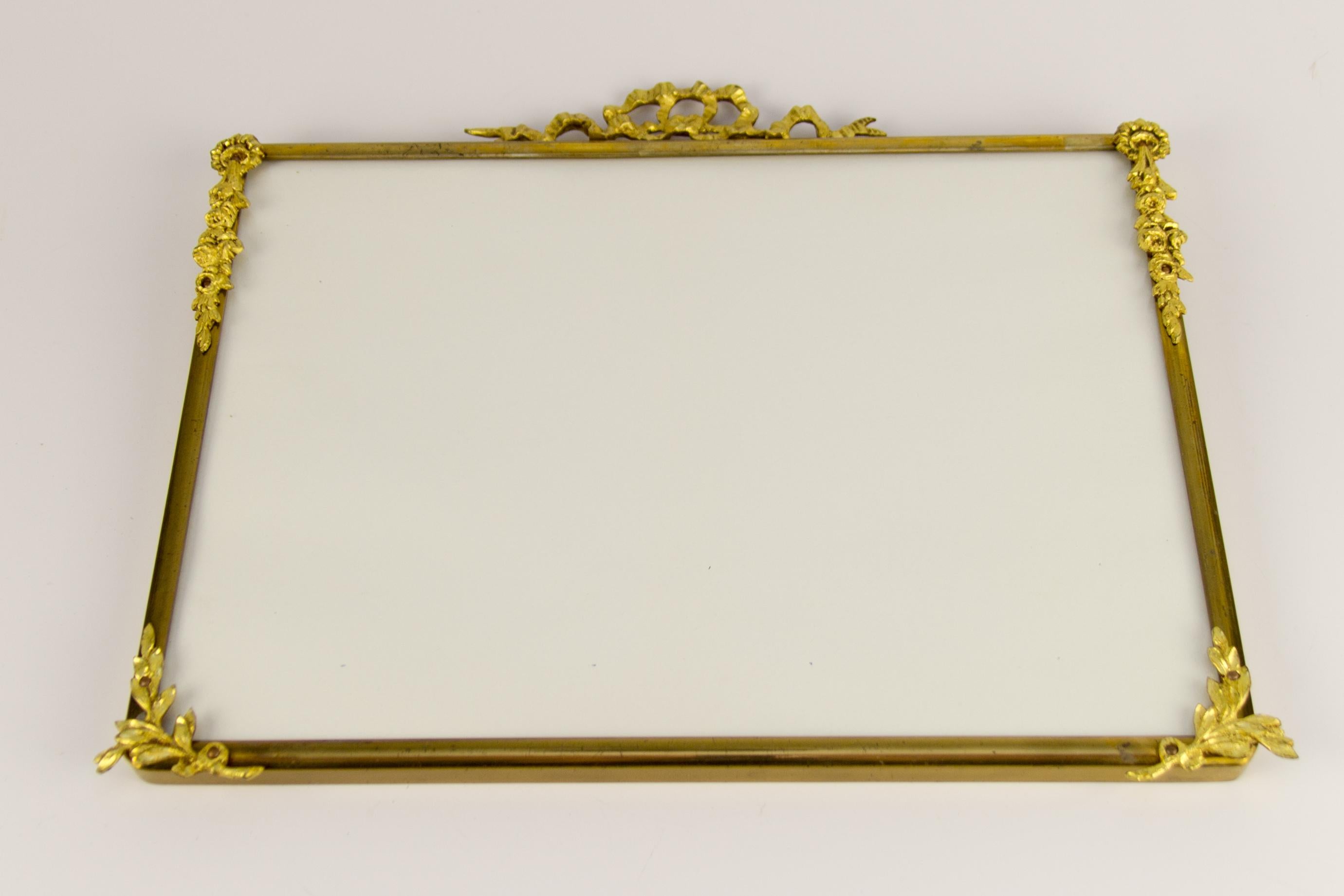 French Louis XVI Style Brass and Bronze Picture Frame 6