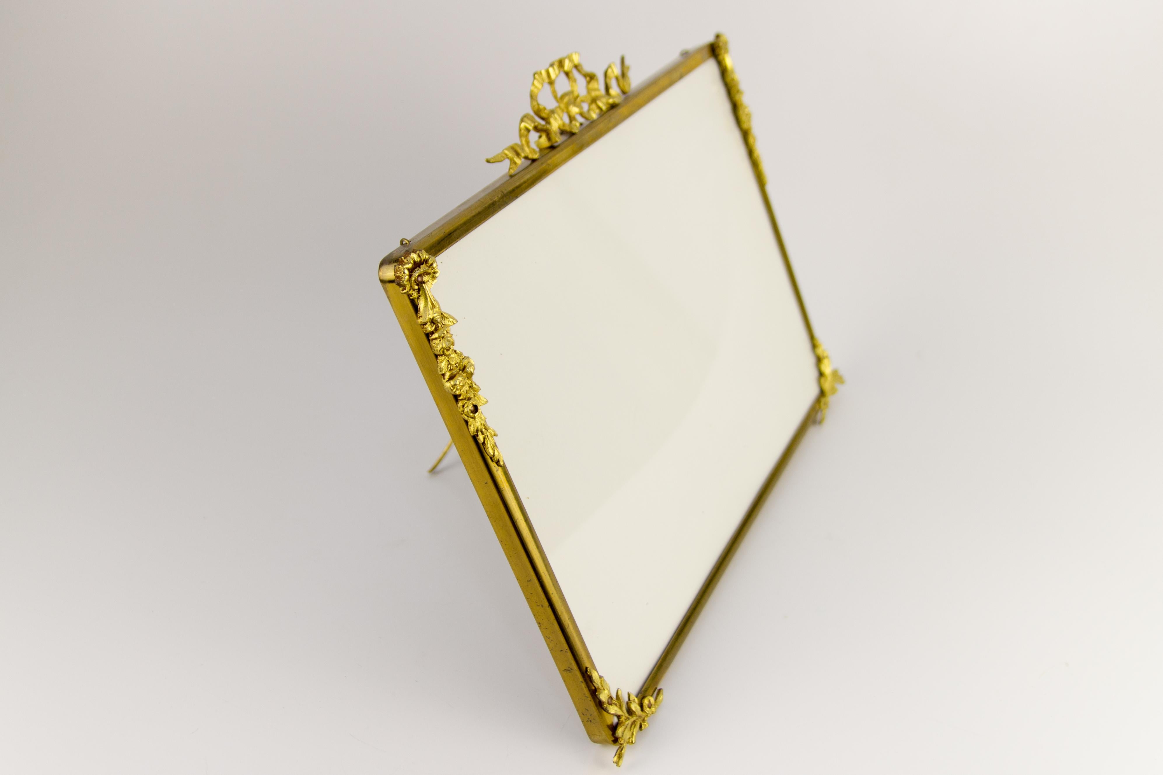 French Louis XVI Style Brass and Bronze Picture Frame 9