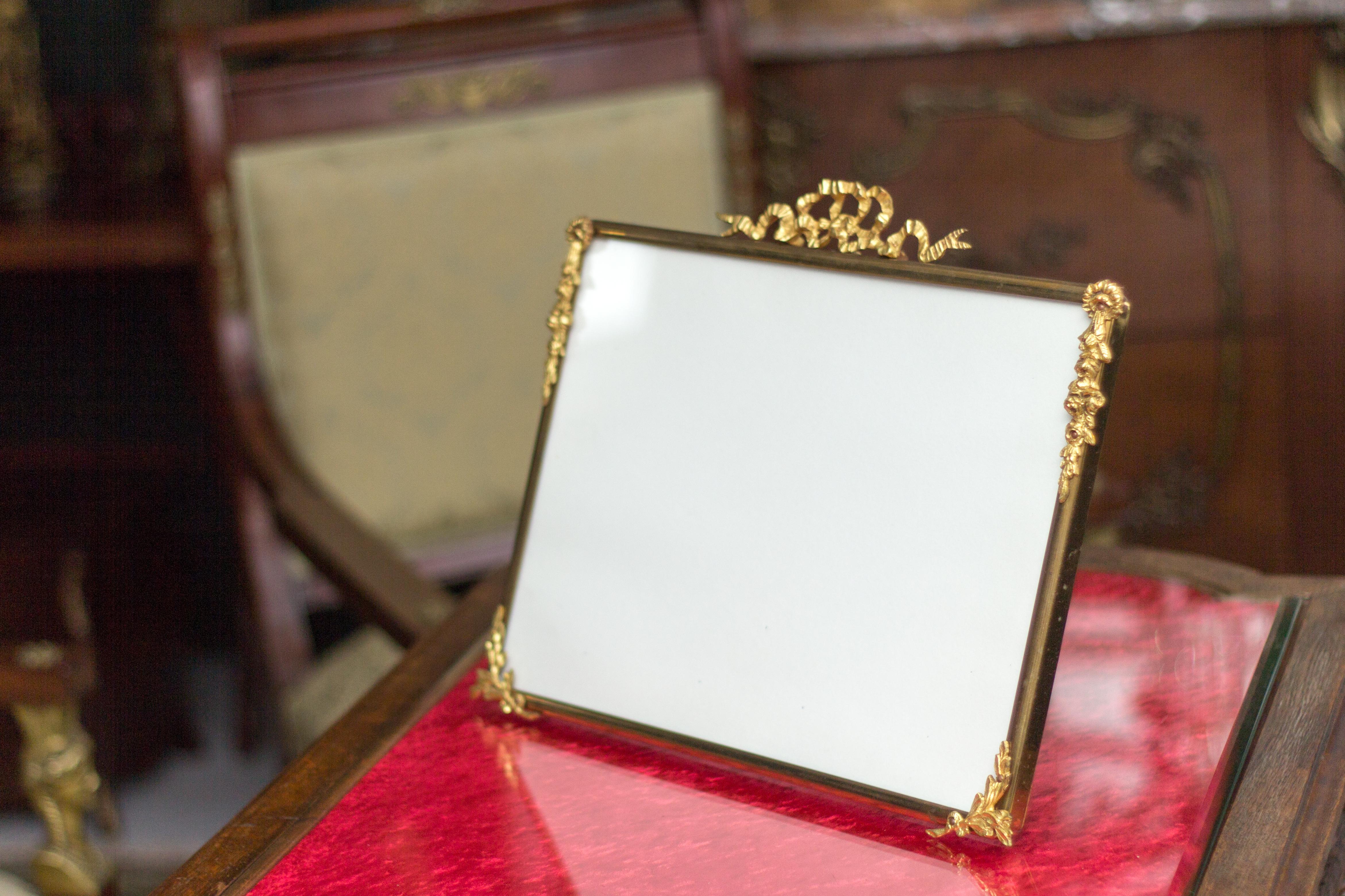 French Louis XVI Style Brass and Bronze Picture Frame 9