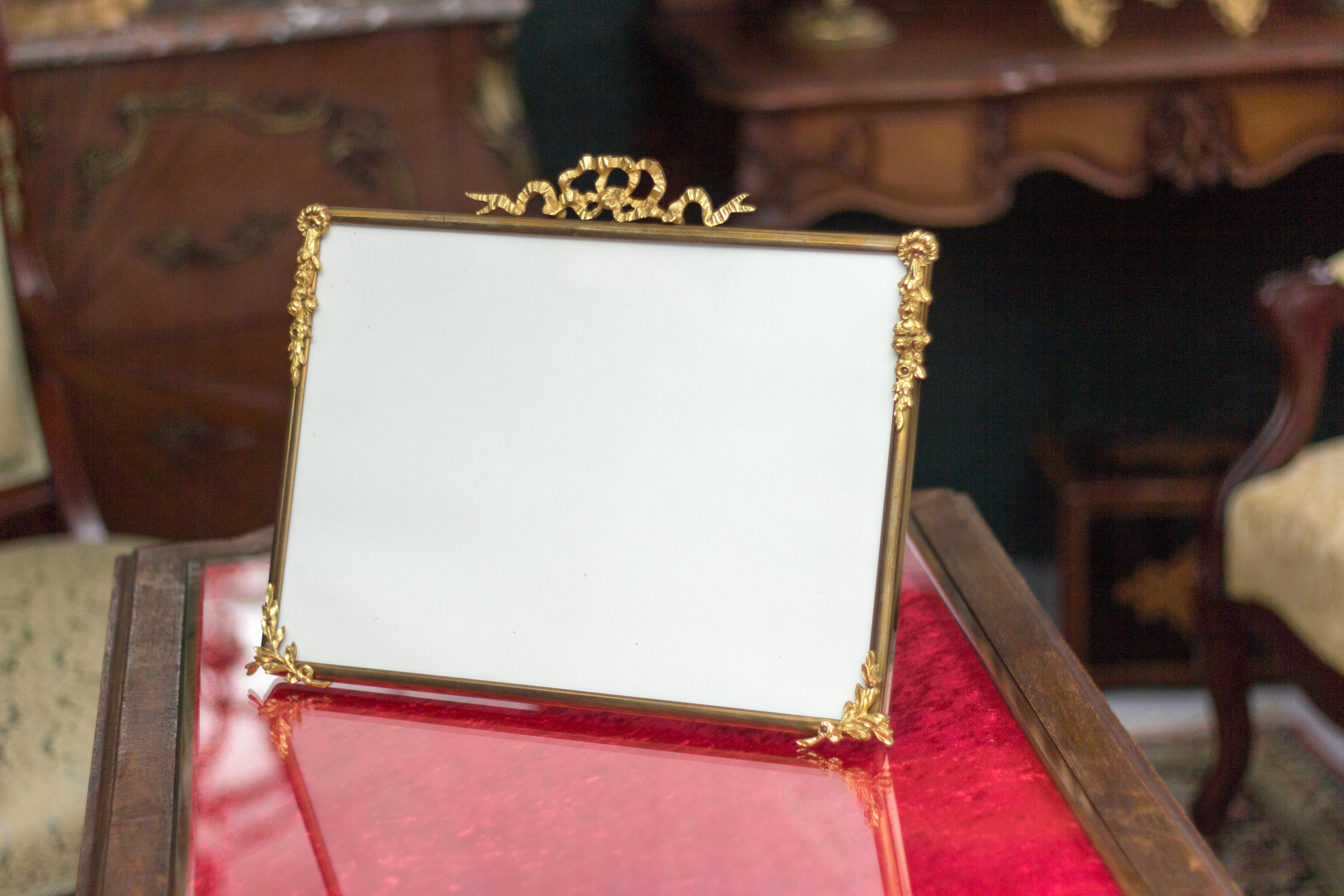 French Louis XVI Style Brass and Bronze Picture Frame 10
