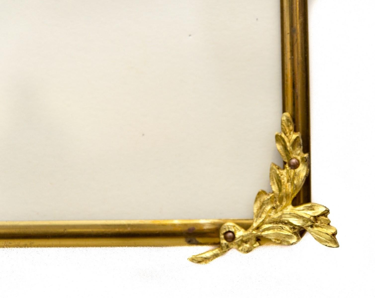 French Louis XVI Style Brass and Bronze Picture Frame 1
