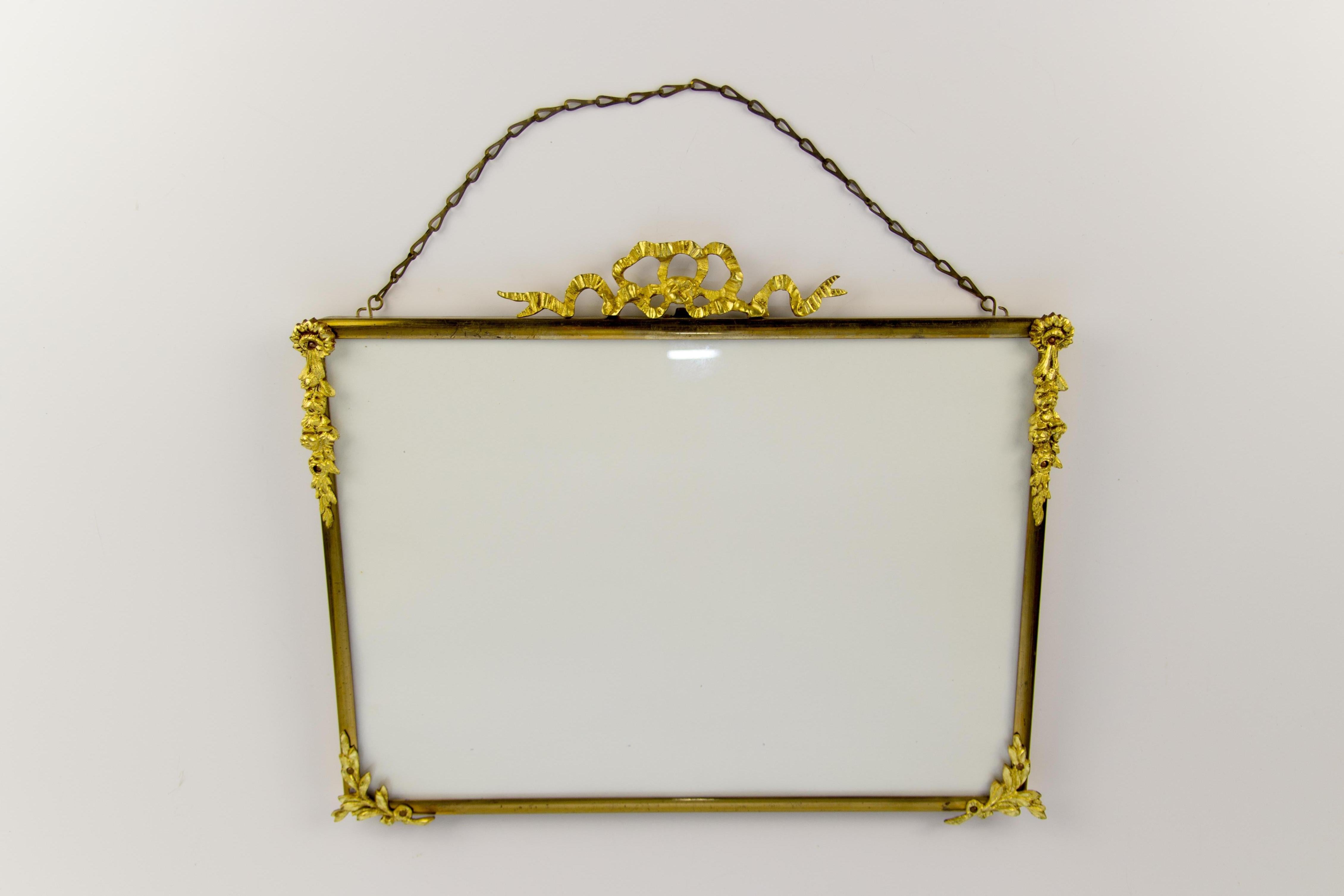 French Louis XVI Style Brass and Bronze Picture Frame 5