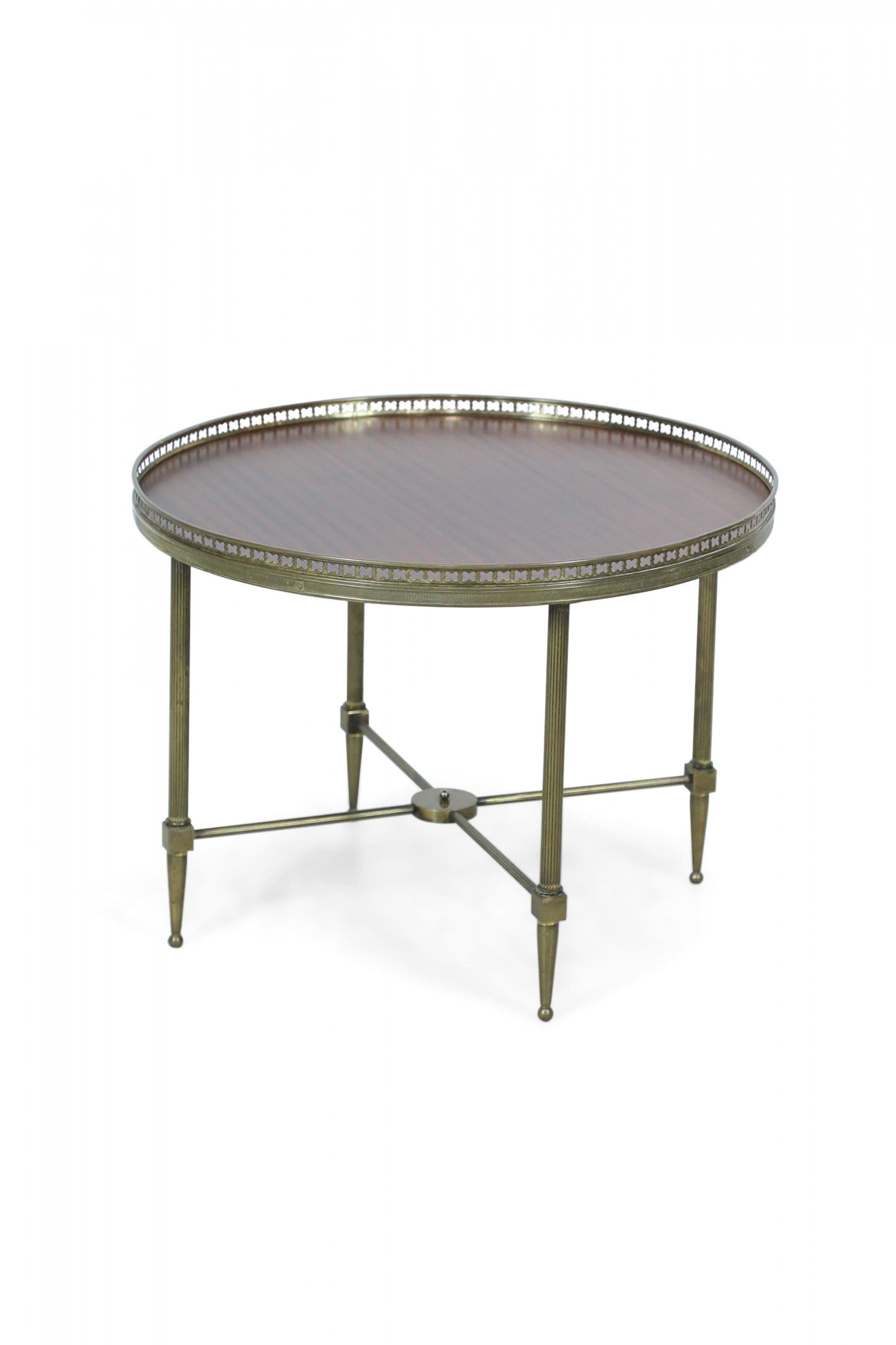 French Louis XVI-Style Brass and Mahogany Circular Side Table / Gueridon In Good Condition In New York, NY